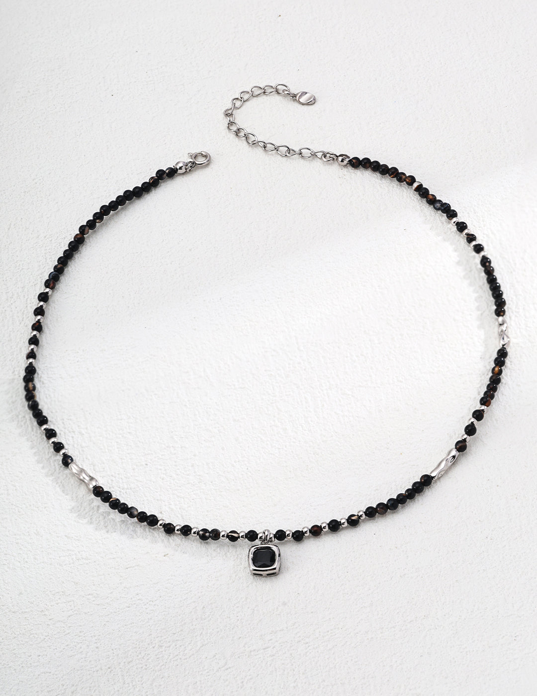 Round Polished Black Agate Necklace