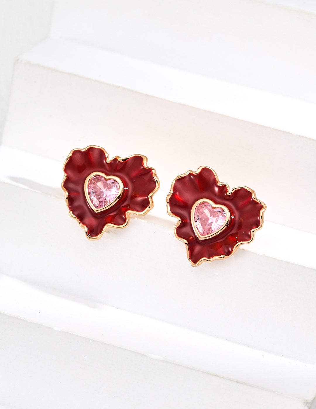 Minimalist Chinese Style Enamel and Zircon Earrings