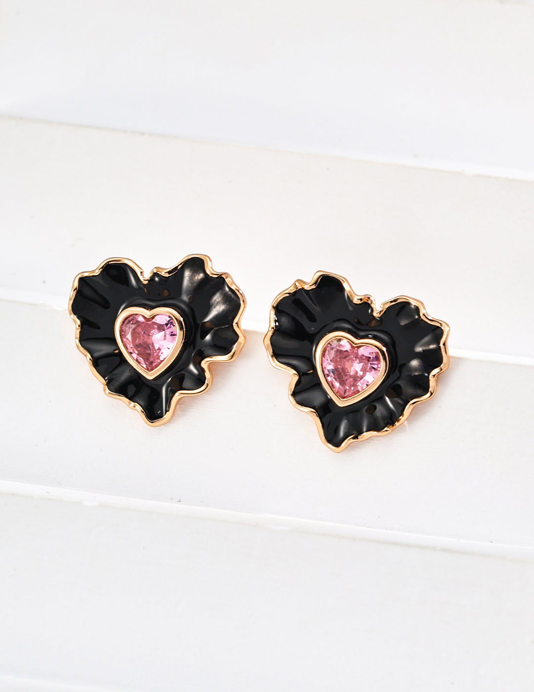 Minimalist Chinese Style Enamel and Zircon Earrings