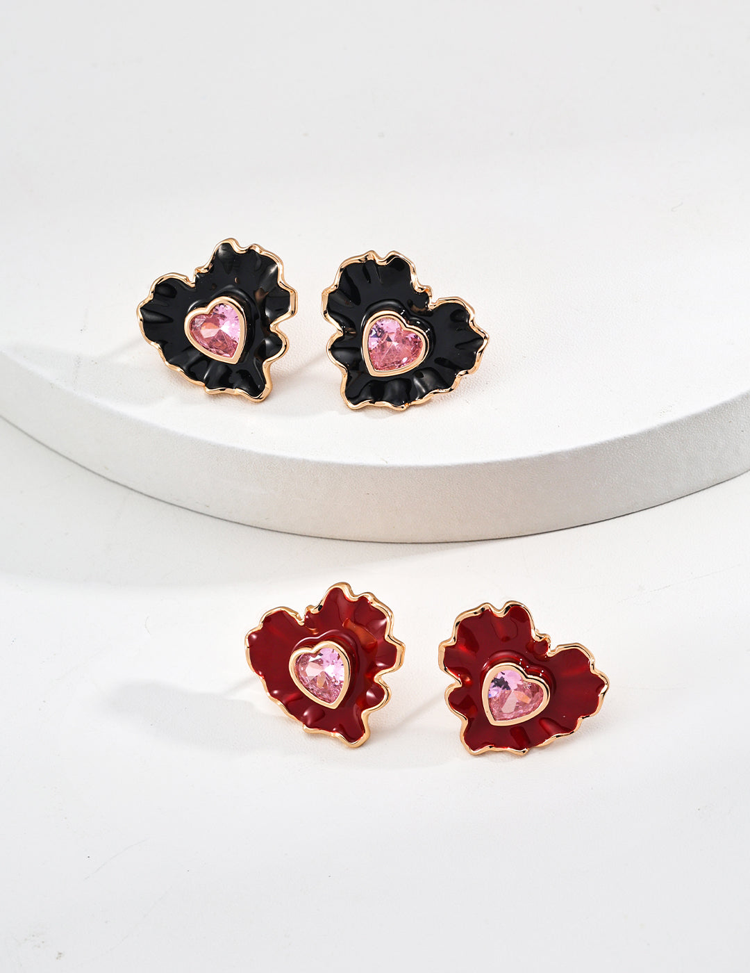 Minimalist Chinese Style Enamel and Zircon Earrings