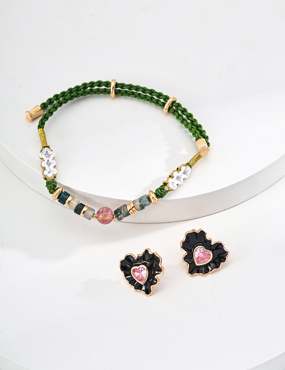Minimalist Chinese Style Enamel and Zircon Earrings