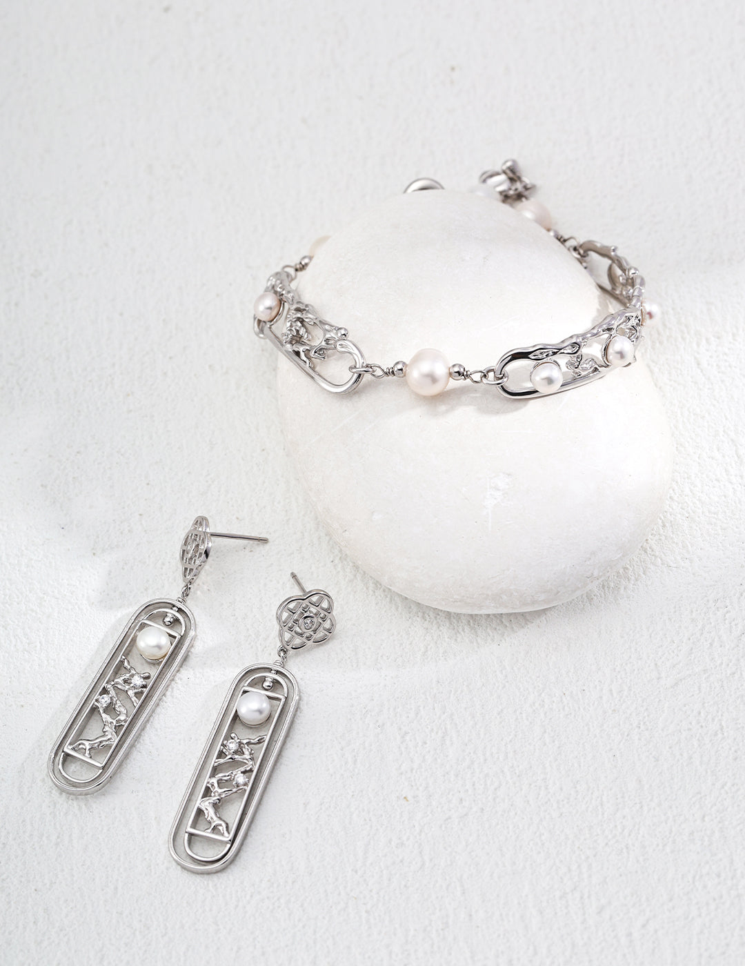 Chinese Style Pearl Zircon Earrings