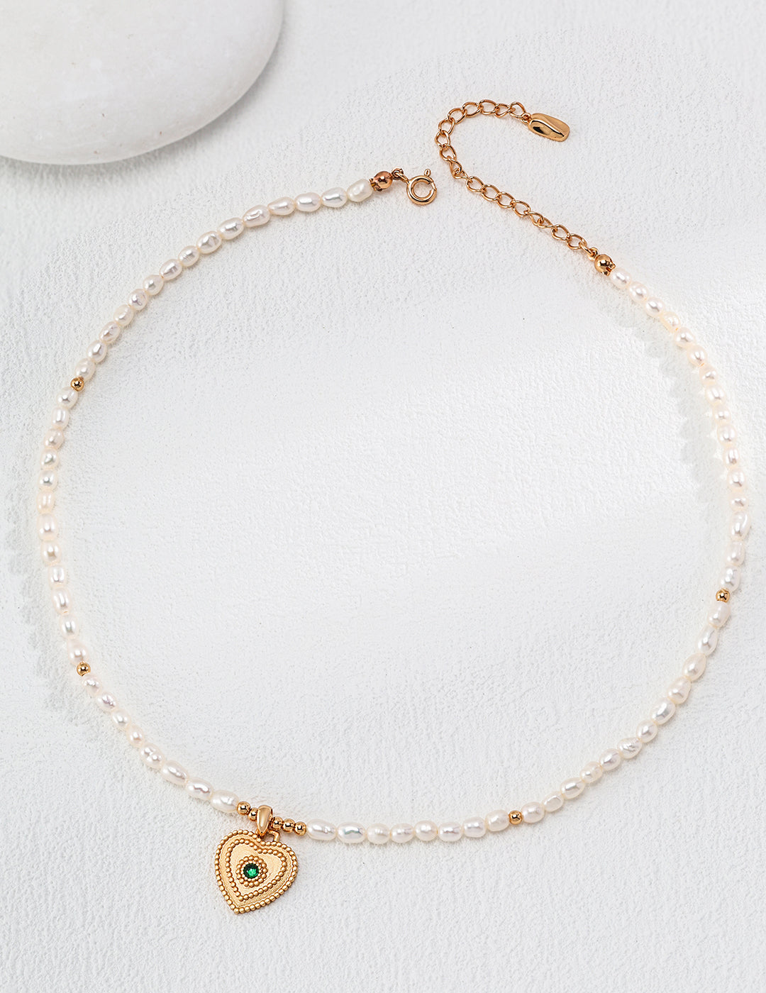 Natural Pearl Heart Shaped Zirconia Pendant Necklace