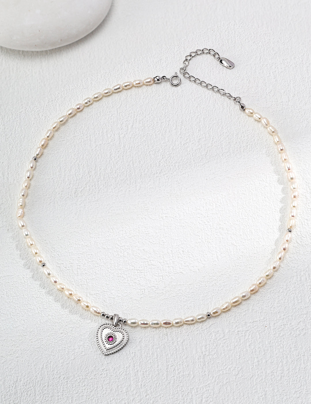 Natural Pearl Heart Shaped Zirconia Pendant Necklace