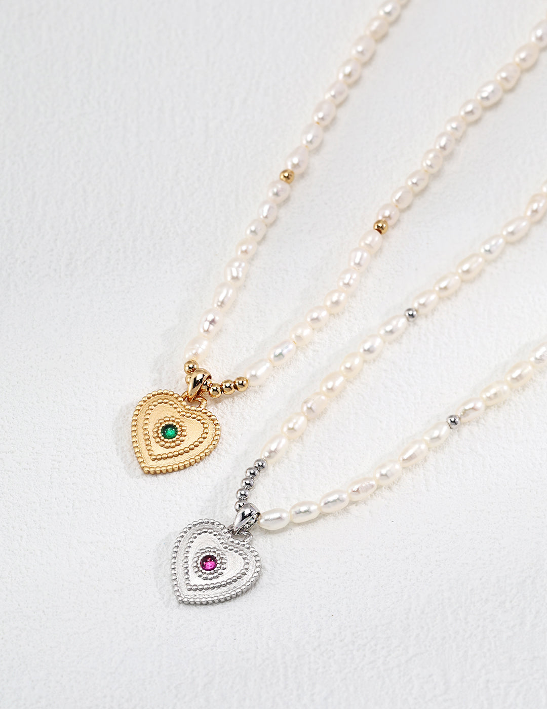 Natural Pearl Heart Shaped Zirconia Pendant Necklace