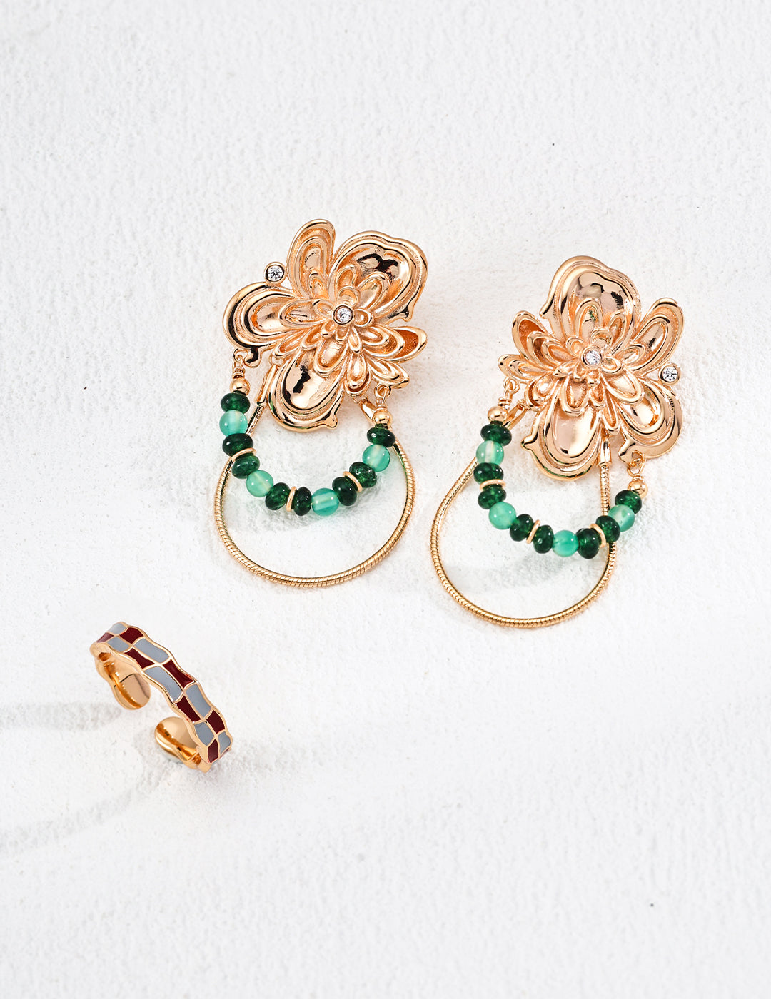 Retro Design Chalcedony Zircon Earrings
