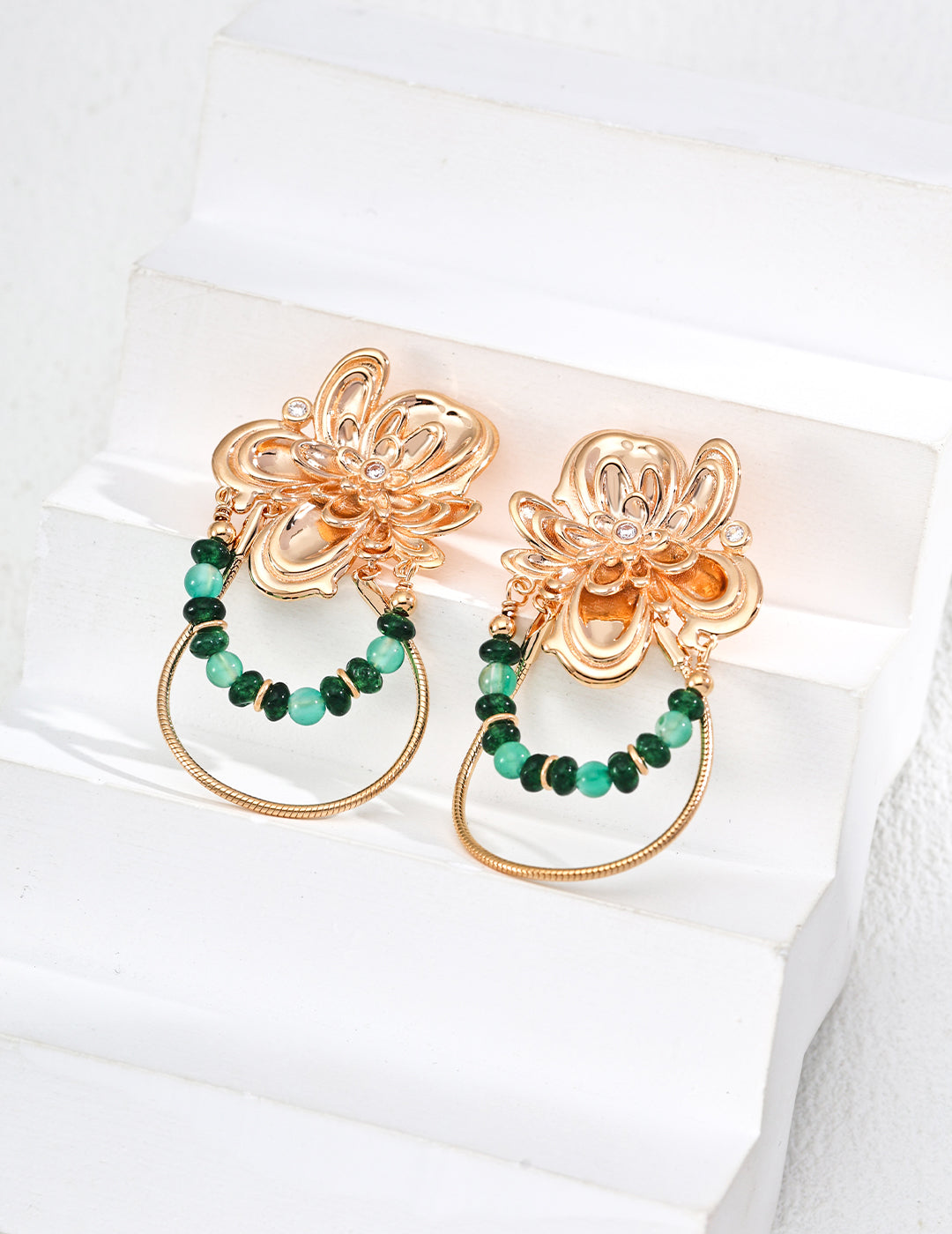 Retro Design Chalcedony Zircon Earrings