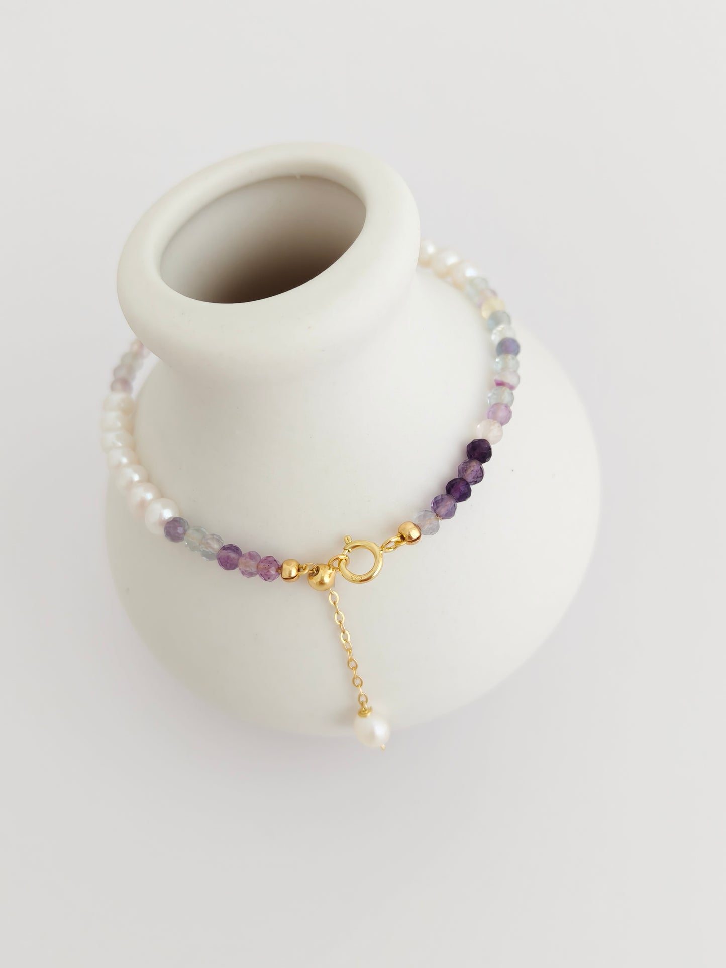 Fluorite and Pearl Bracelet