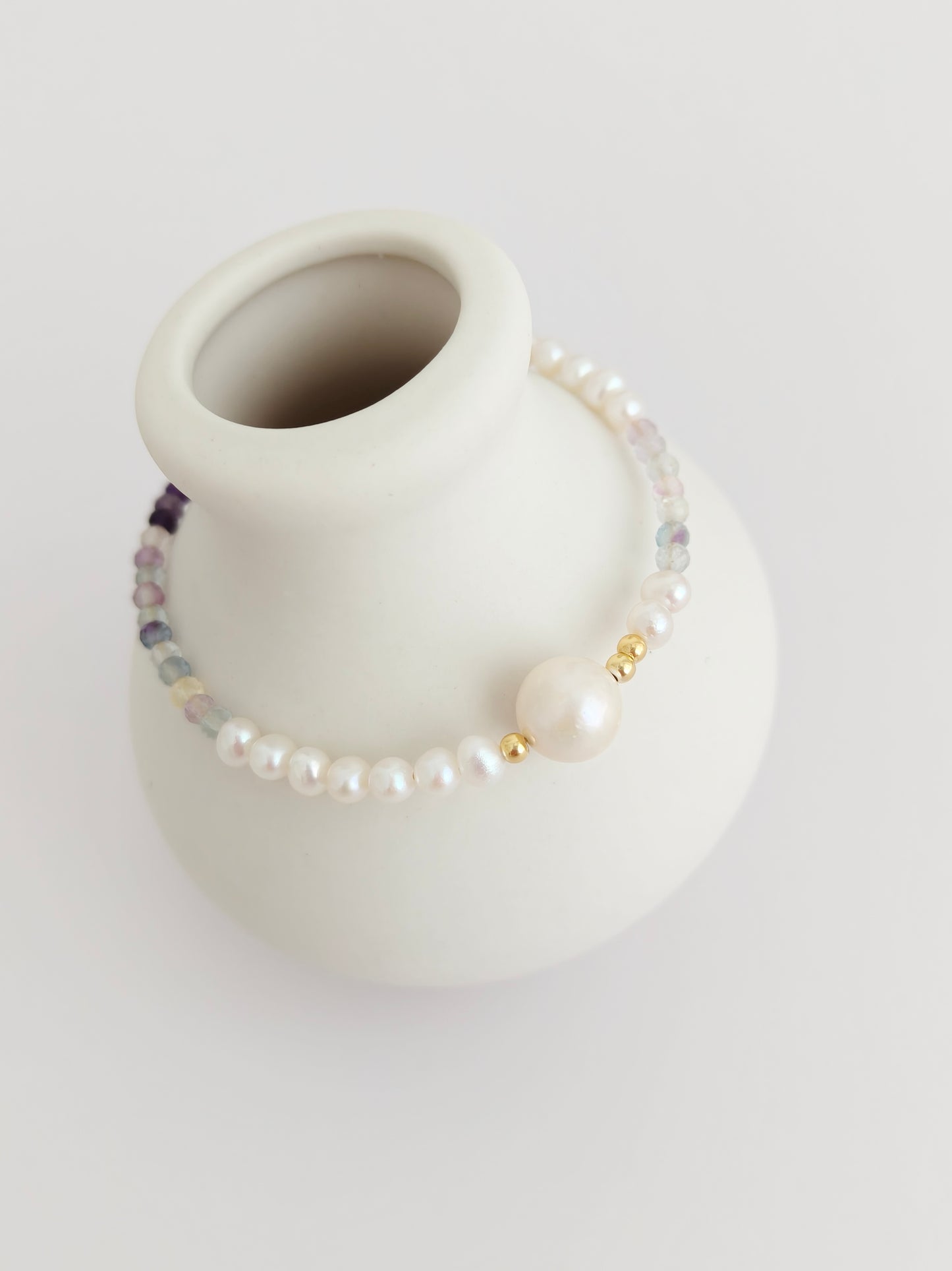 Fluorite and Pearl Bracelet