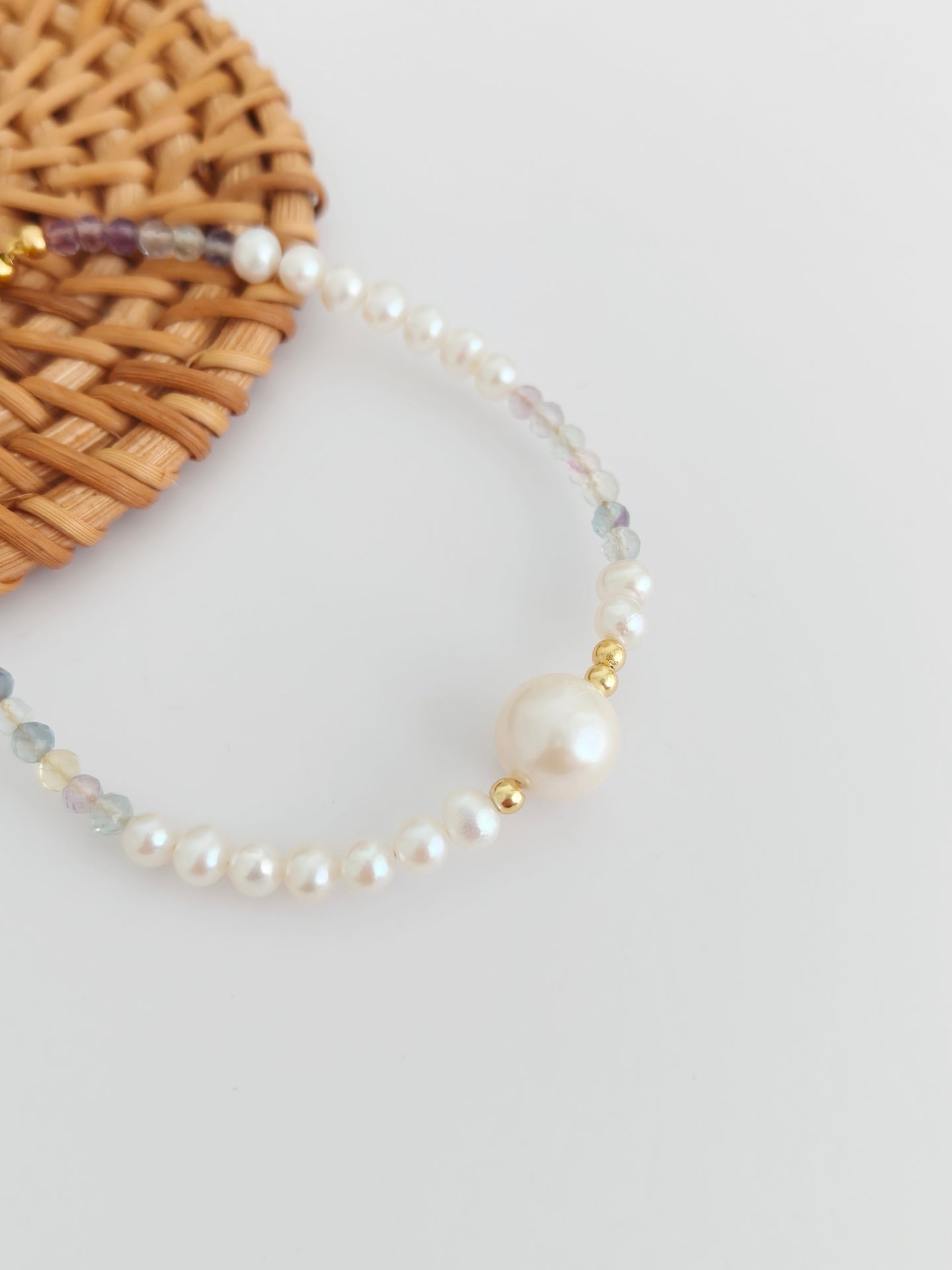 Fluorite and Pearl Bracelet