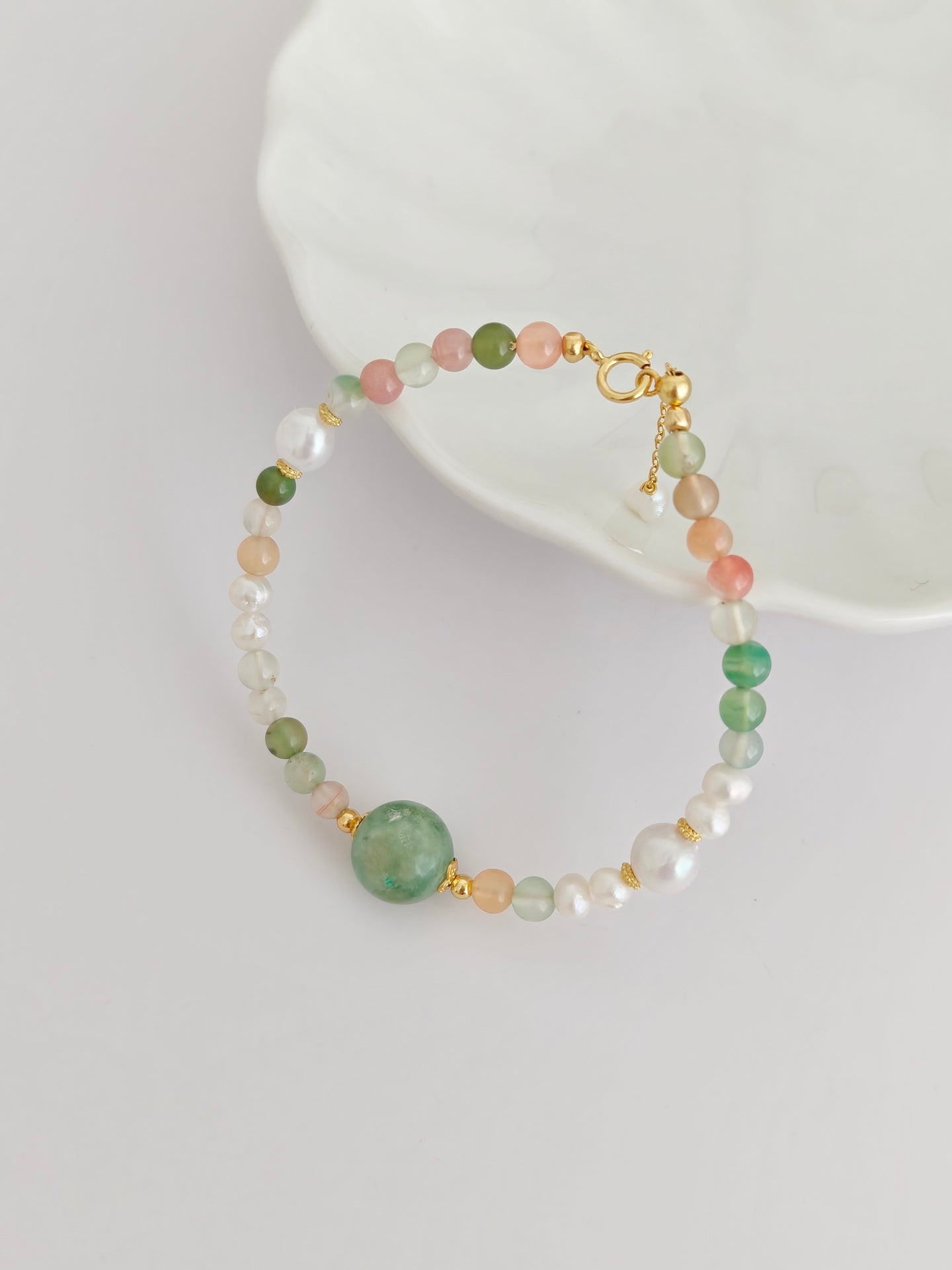 Pearl and Green Garnet Bracelet