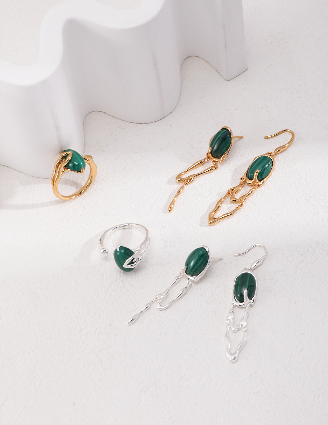 Natural Malachite Open Ring