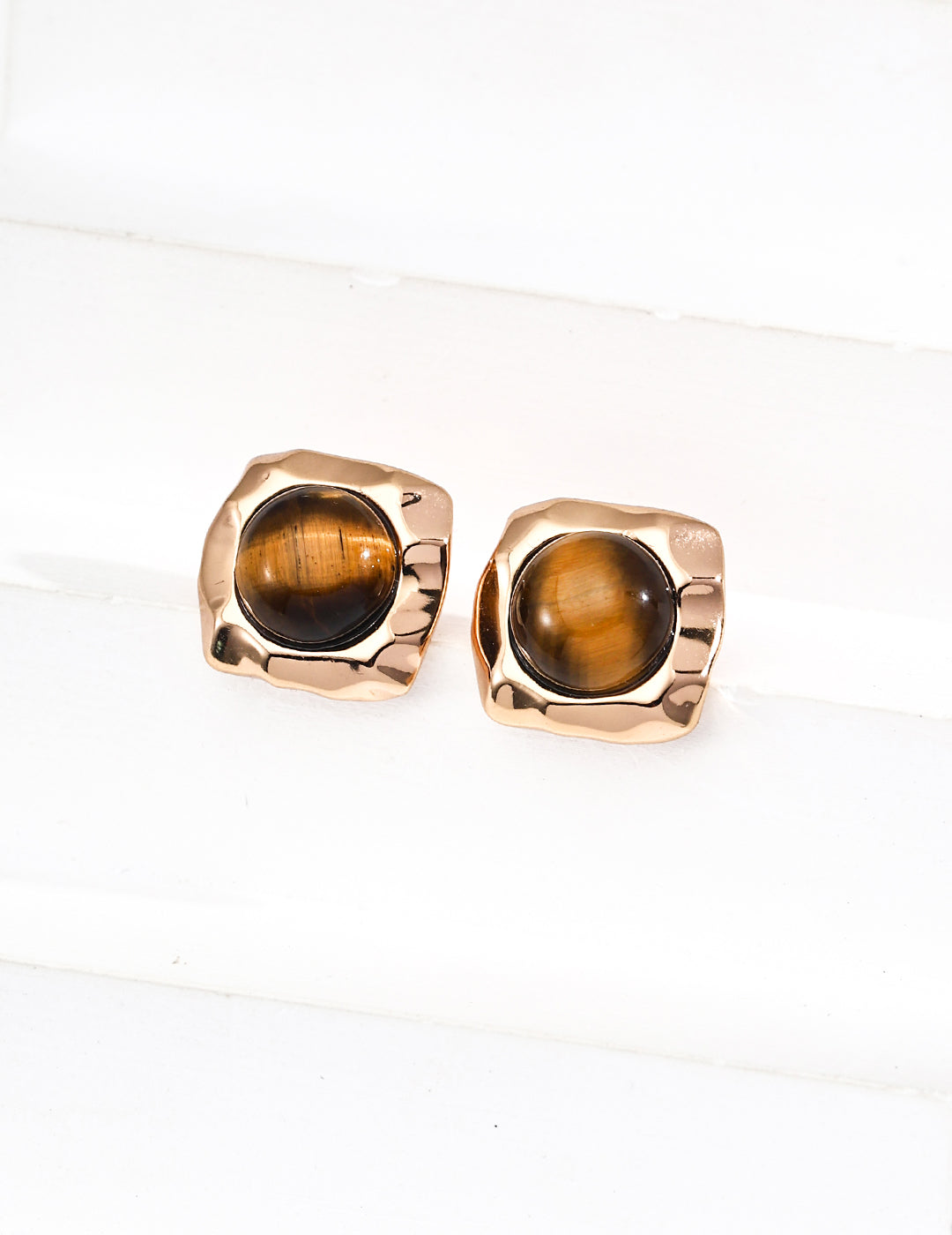 Minimalist Natural Tiger Eye Earrings
