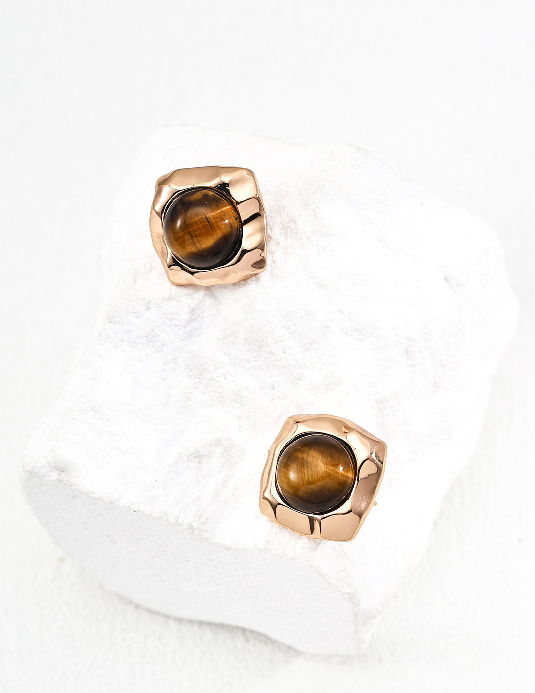 Minimalist Natural Tiger Eye Earrings