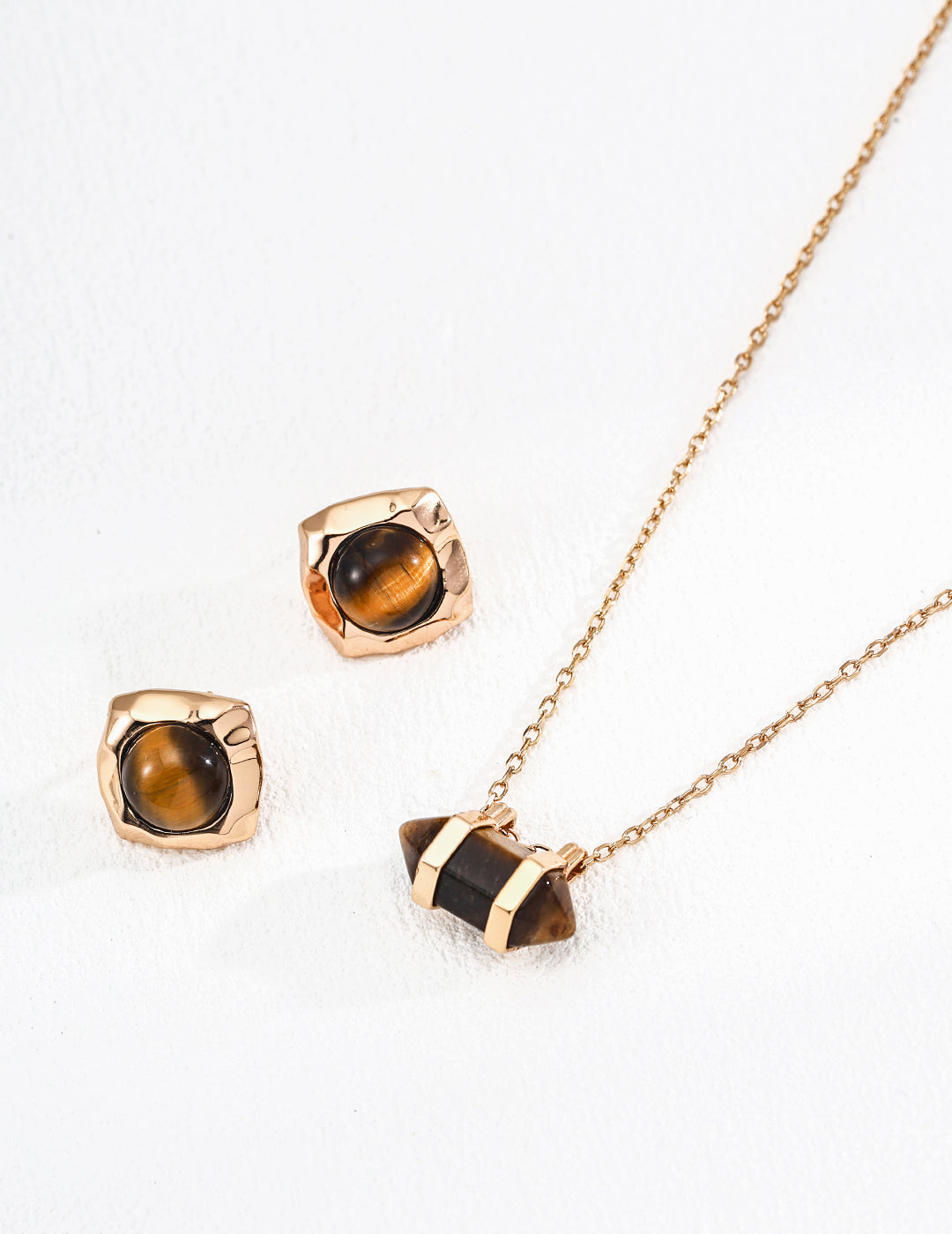 Minimalist Natural Tiger Eye Earrings