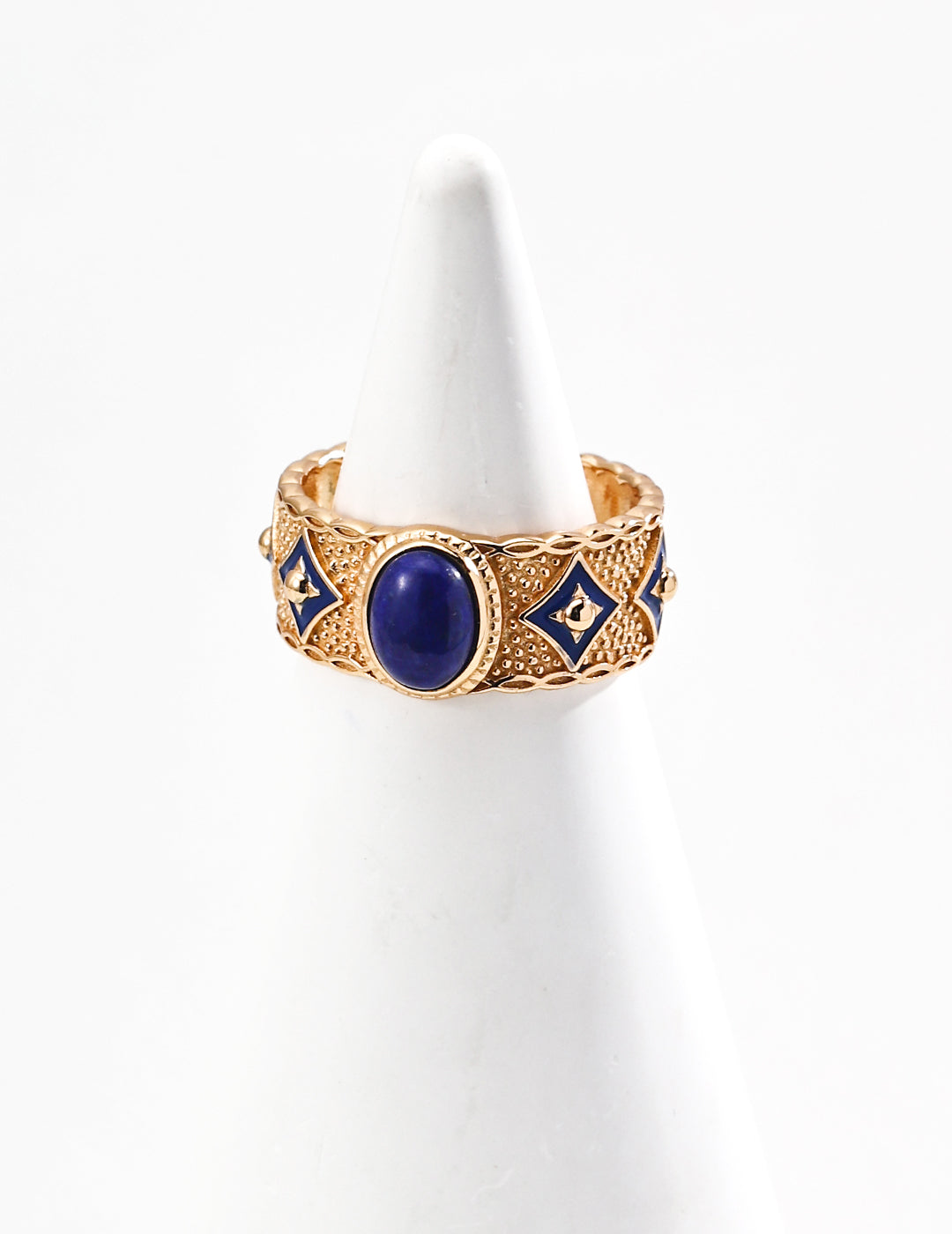 Blue Drip Glaze Lapis Lazuli / Mother-of-Pearl Ring