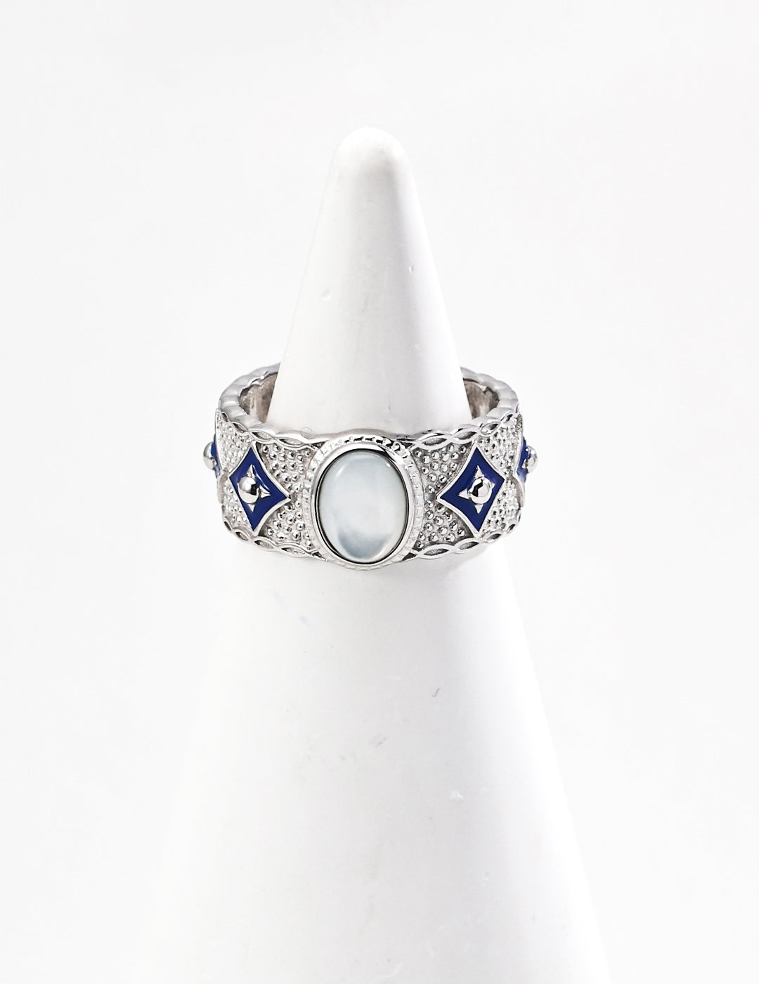 Blue Drip Glaze Lapis Lazuli / Mother-of-Pearl Ring