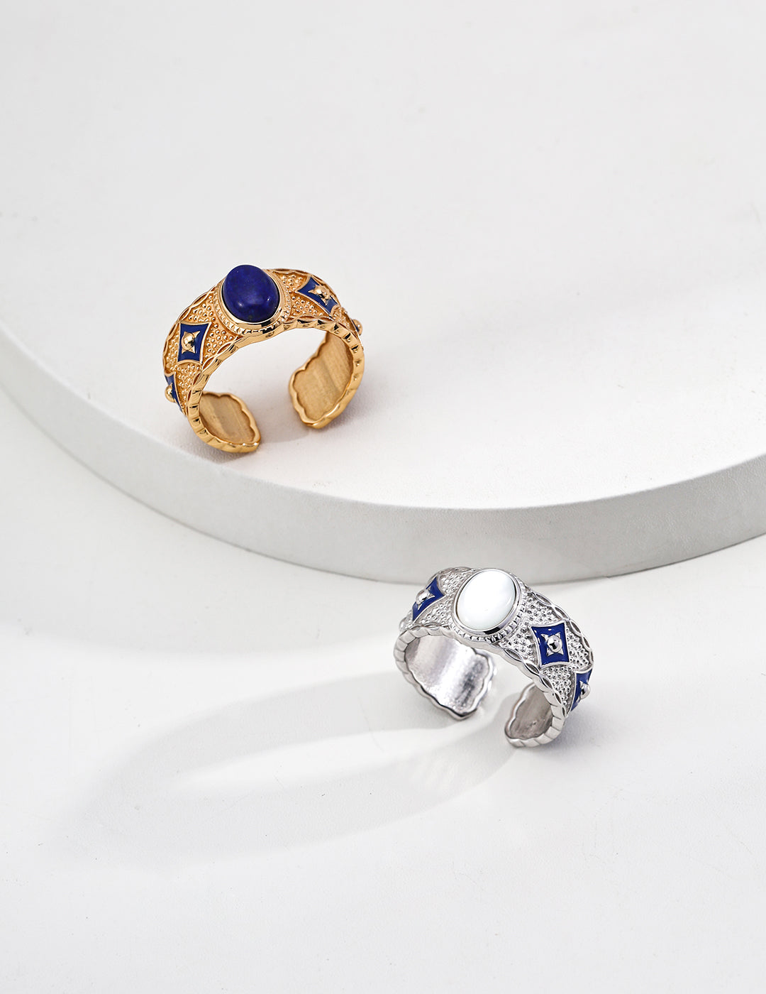 Blue Drip Glaze Lapis Lazuli / Mother-of-Pearl Ring