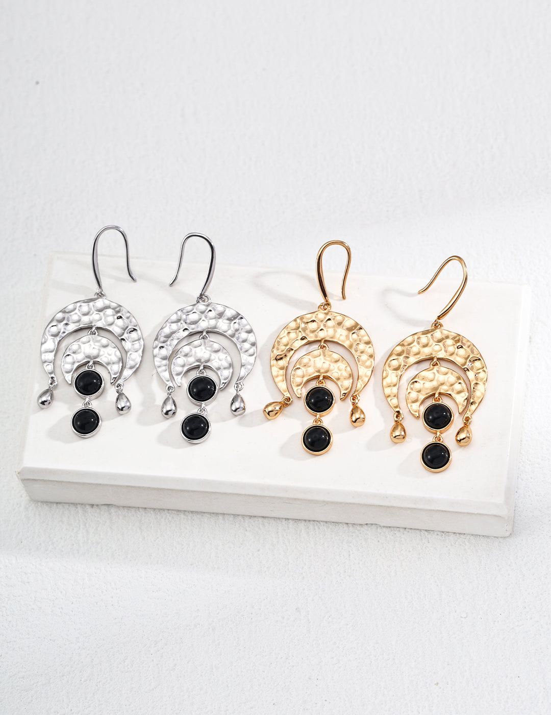 Black Onyx Vintage Earrings