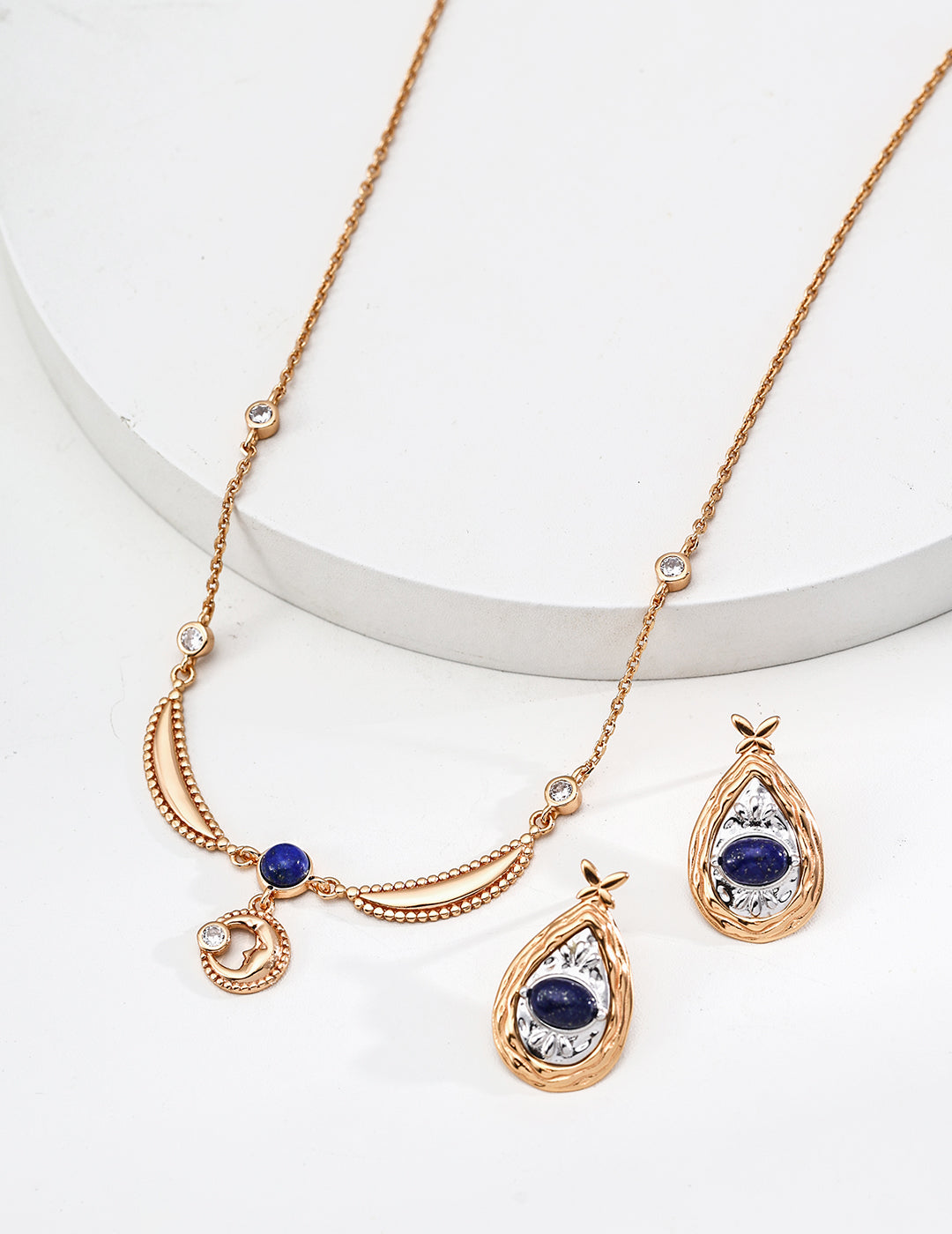 Unique Design Lapis Lazuli and Zircon Necklace
