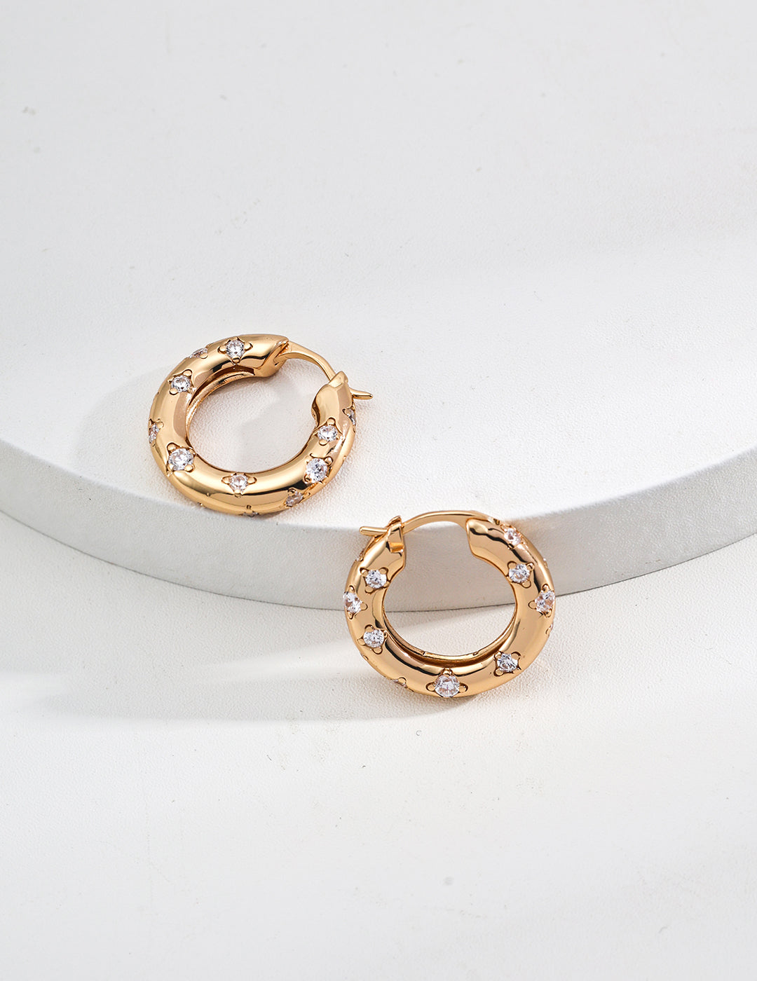 Round Zirconia Design Earrings
