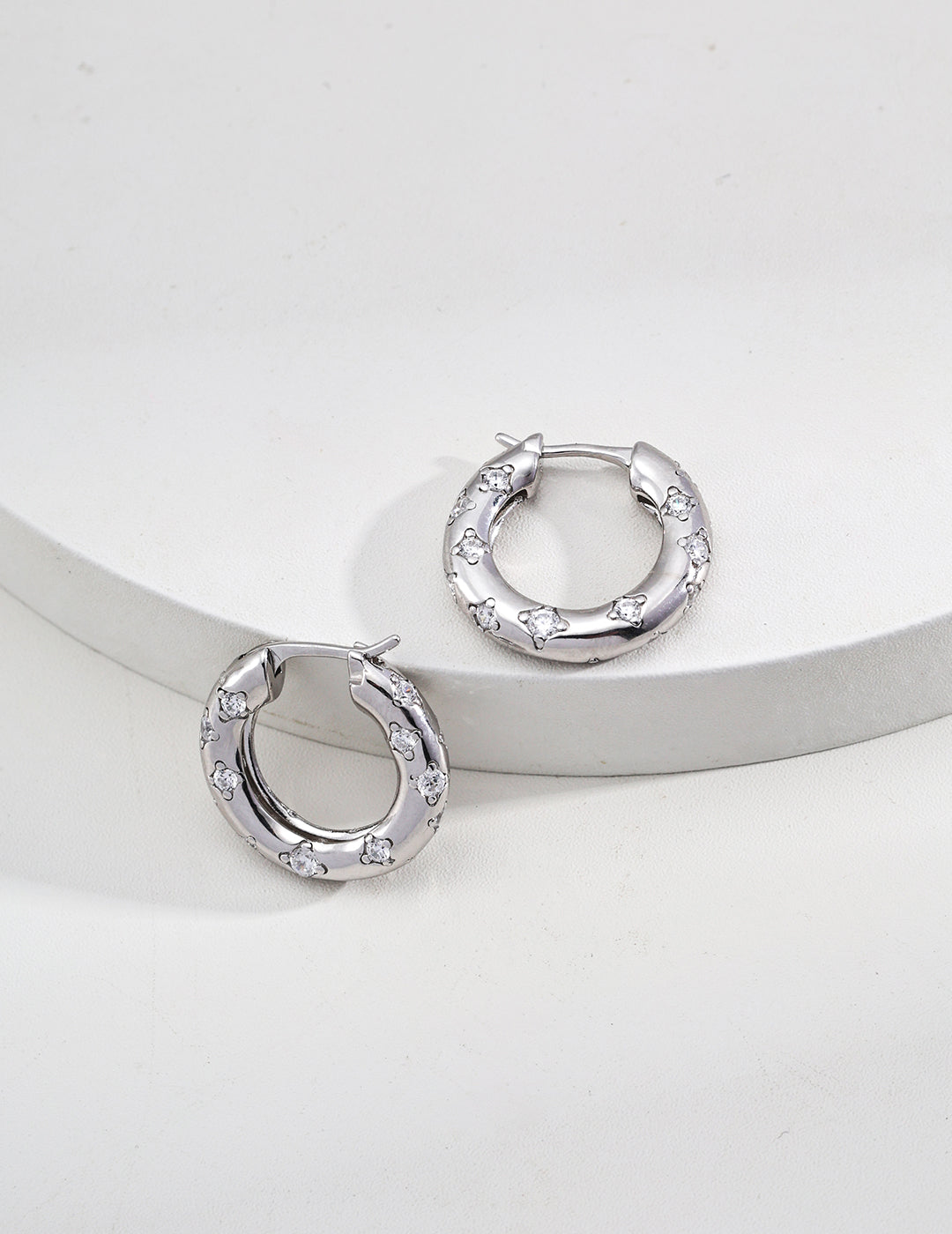 Round Zirconia Design Earrings