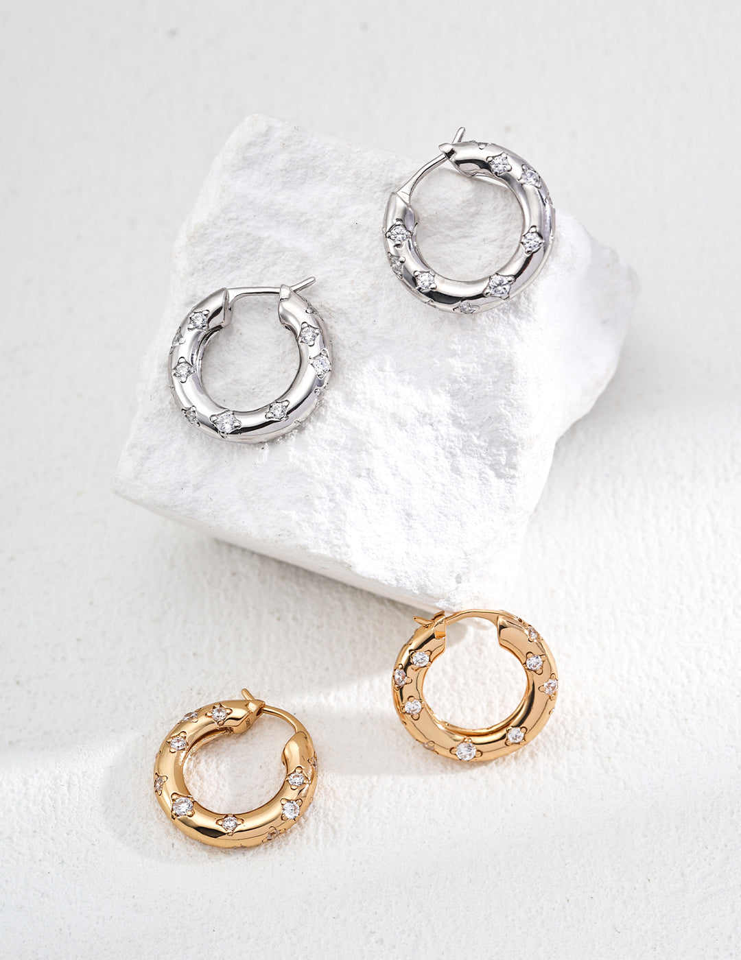 Round Zirconia Design Earrings