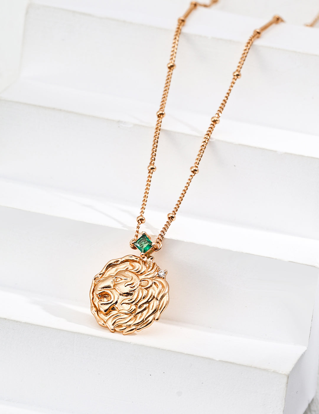 Vintage Zircon Lion Pendant Necklace