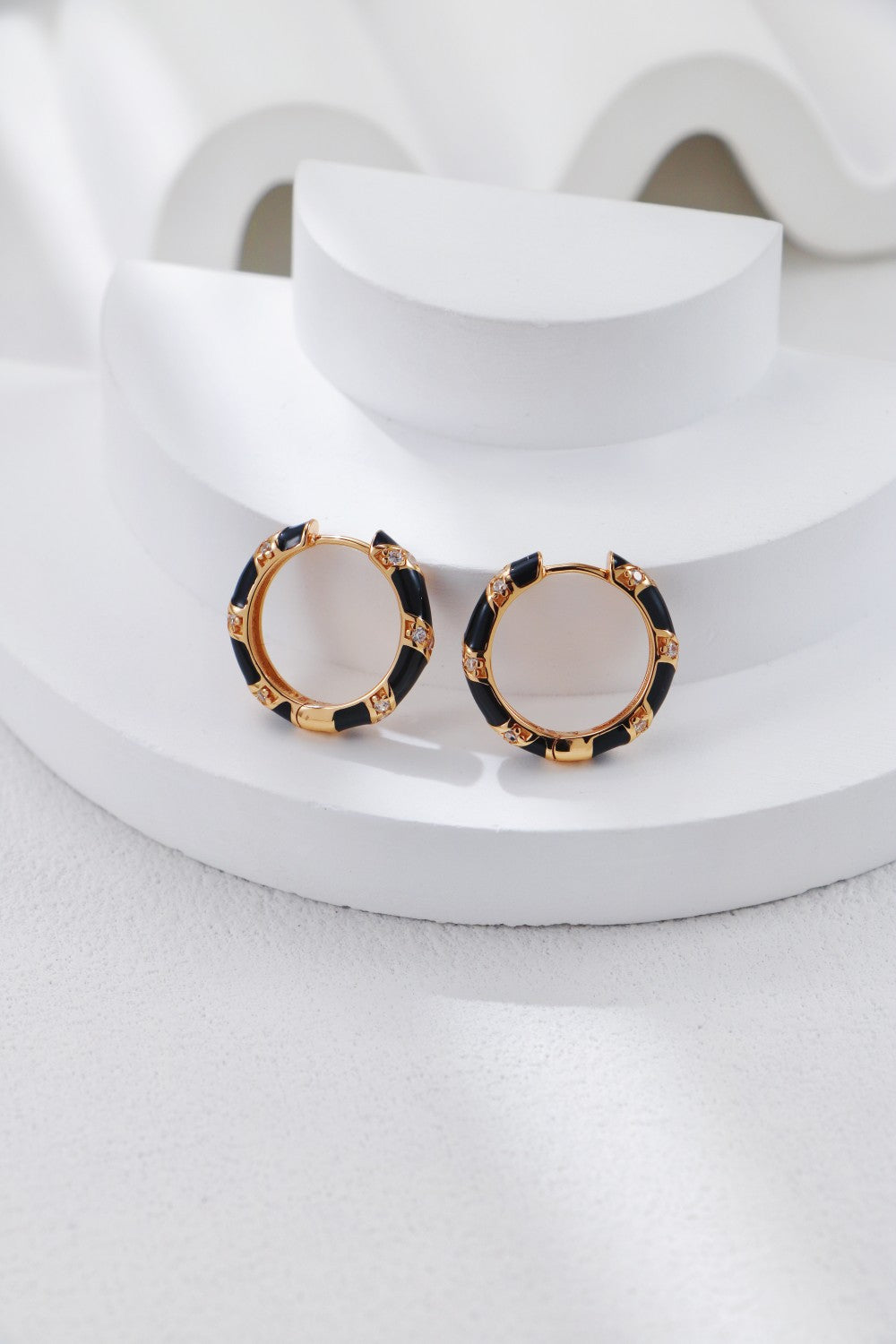 Glazed Drop-inlaid Zircon Earrings