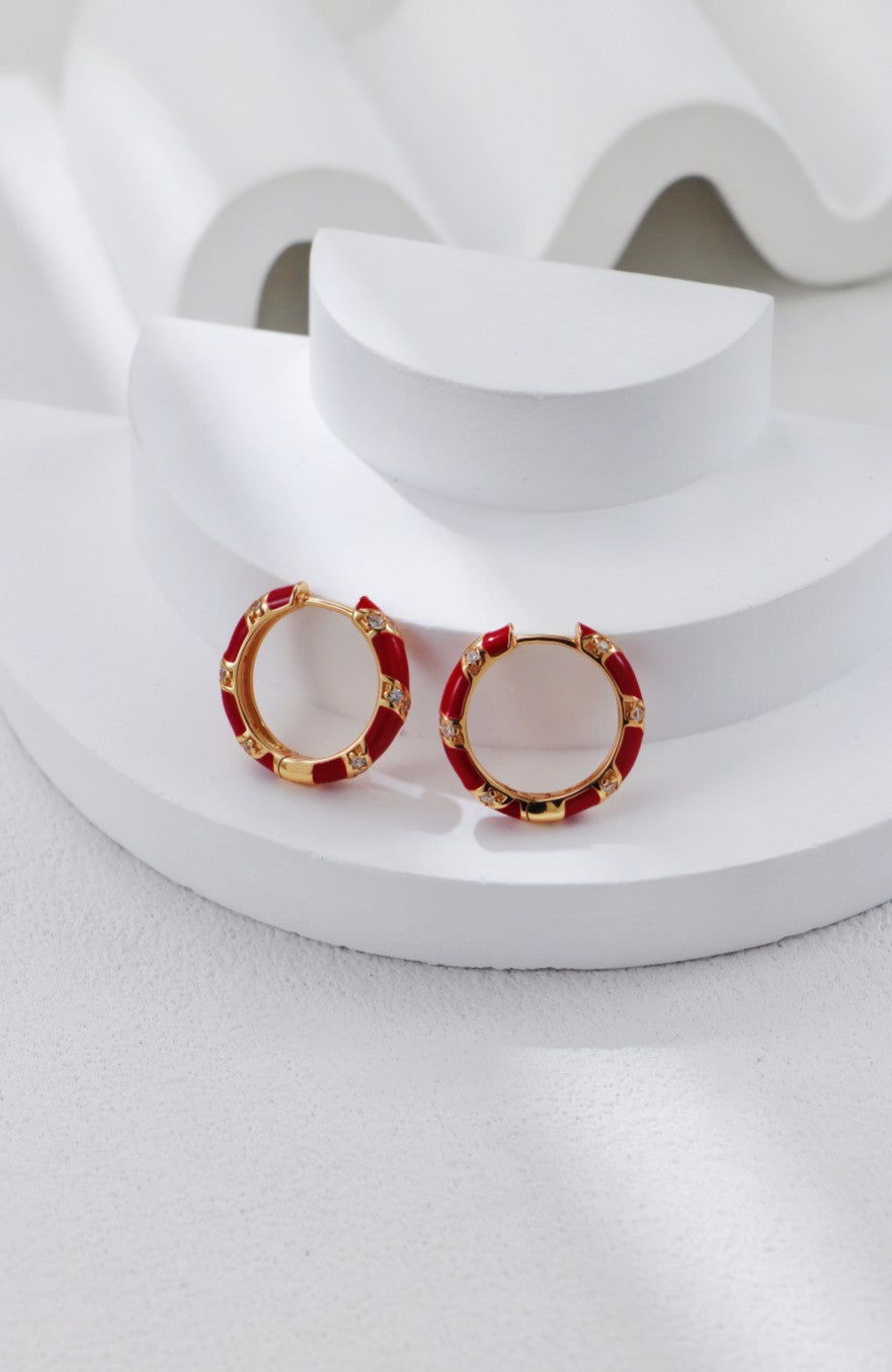 Glazed Drop-inlaid Zircon Earrings