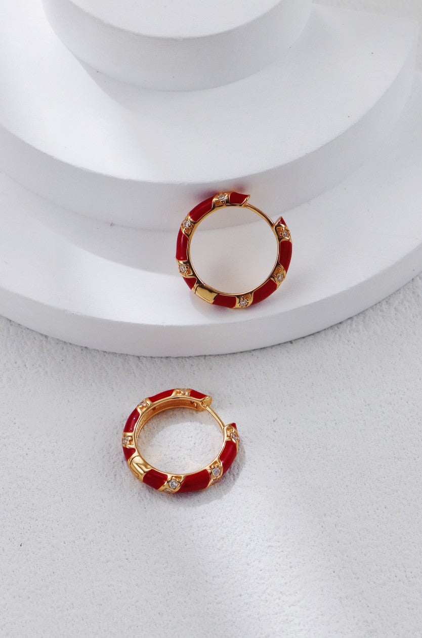 Glazed Drop-inlaid Zircon Earrings