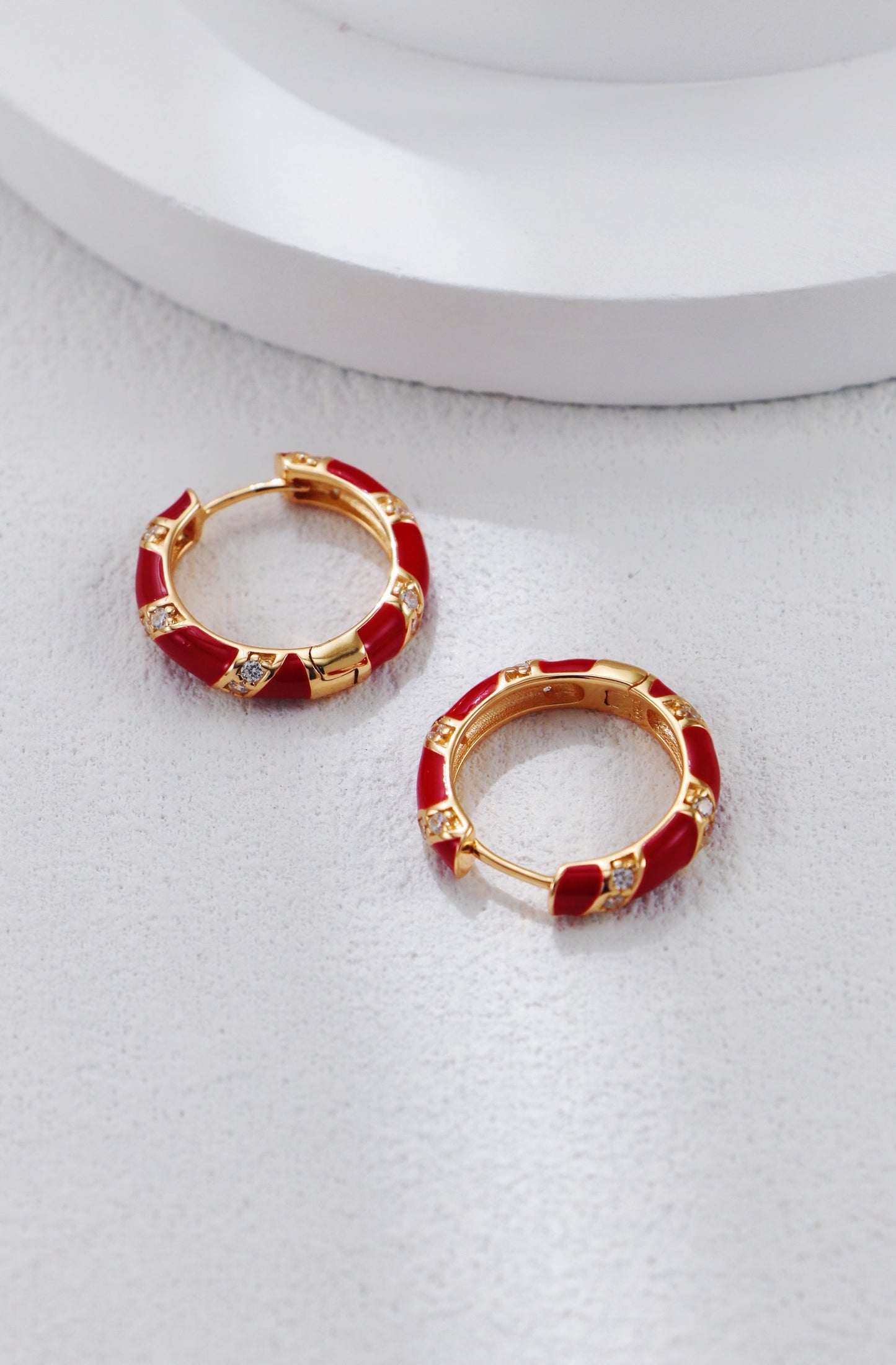 Glazed Drop-inlaid Zircon Earrings