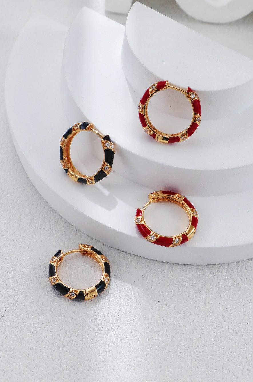 Glazed Drop-inlaid Zircon Earrings