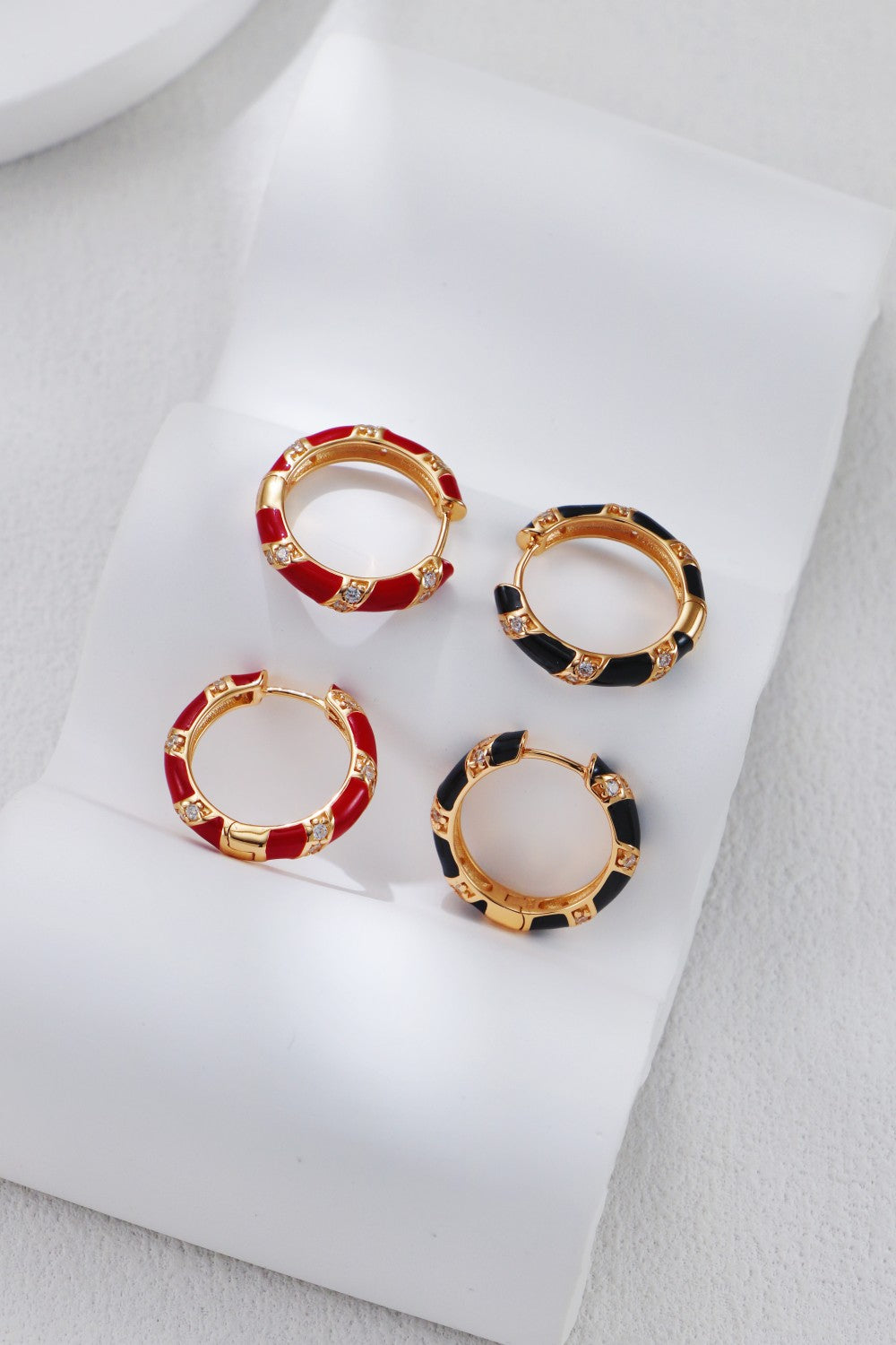 Glazed Drop-inlaid Zircon Earrings