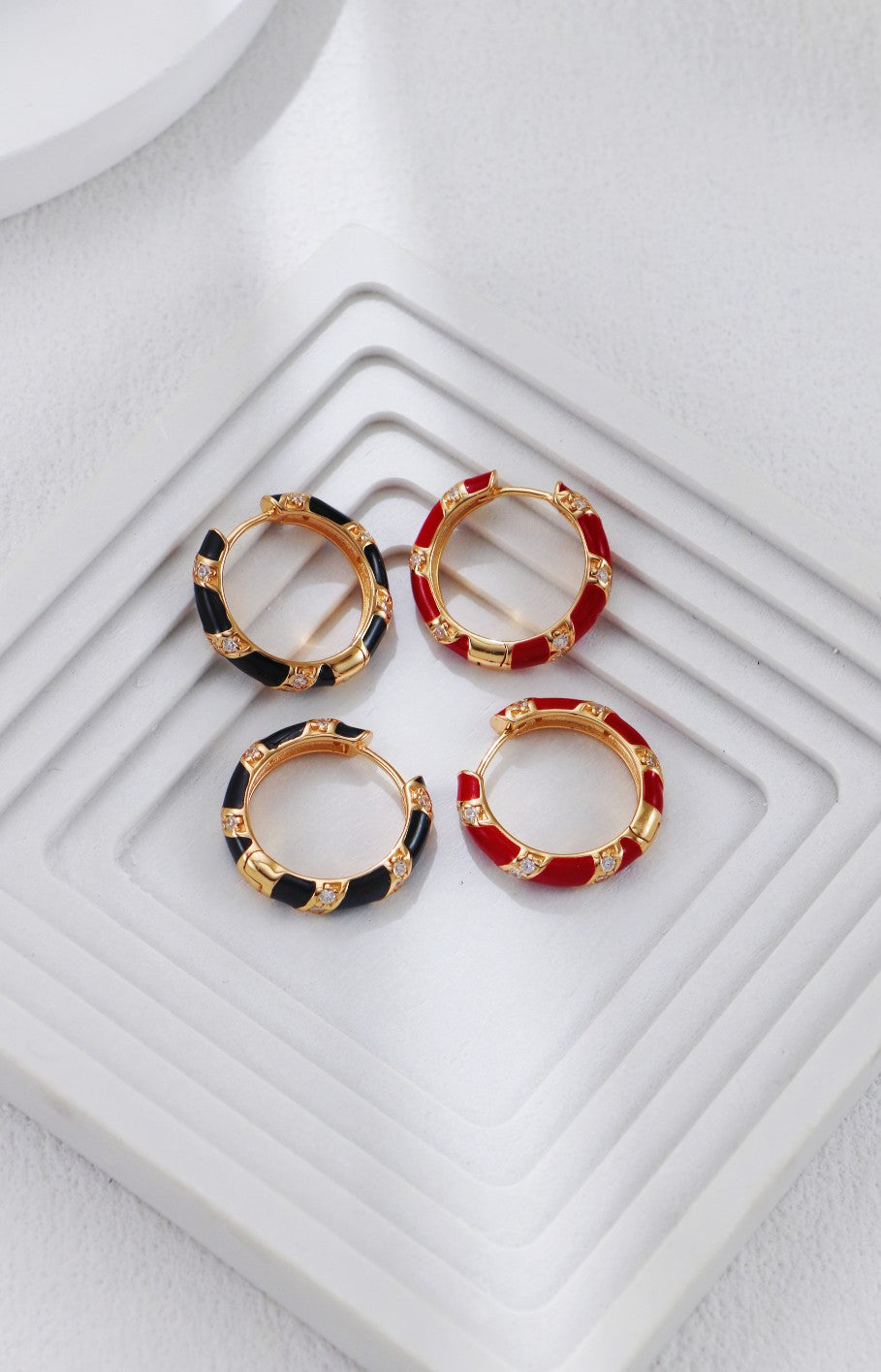 Glazed Drop-inlaid Zircon Earrings