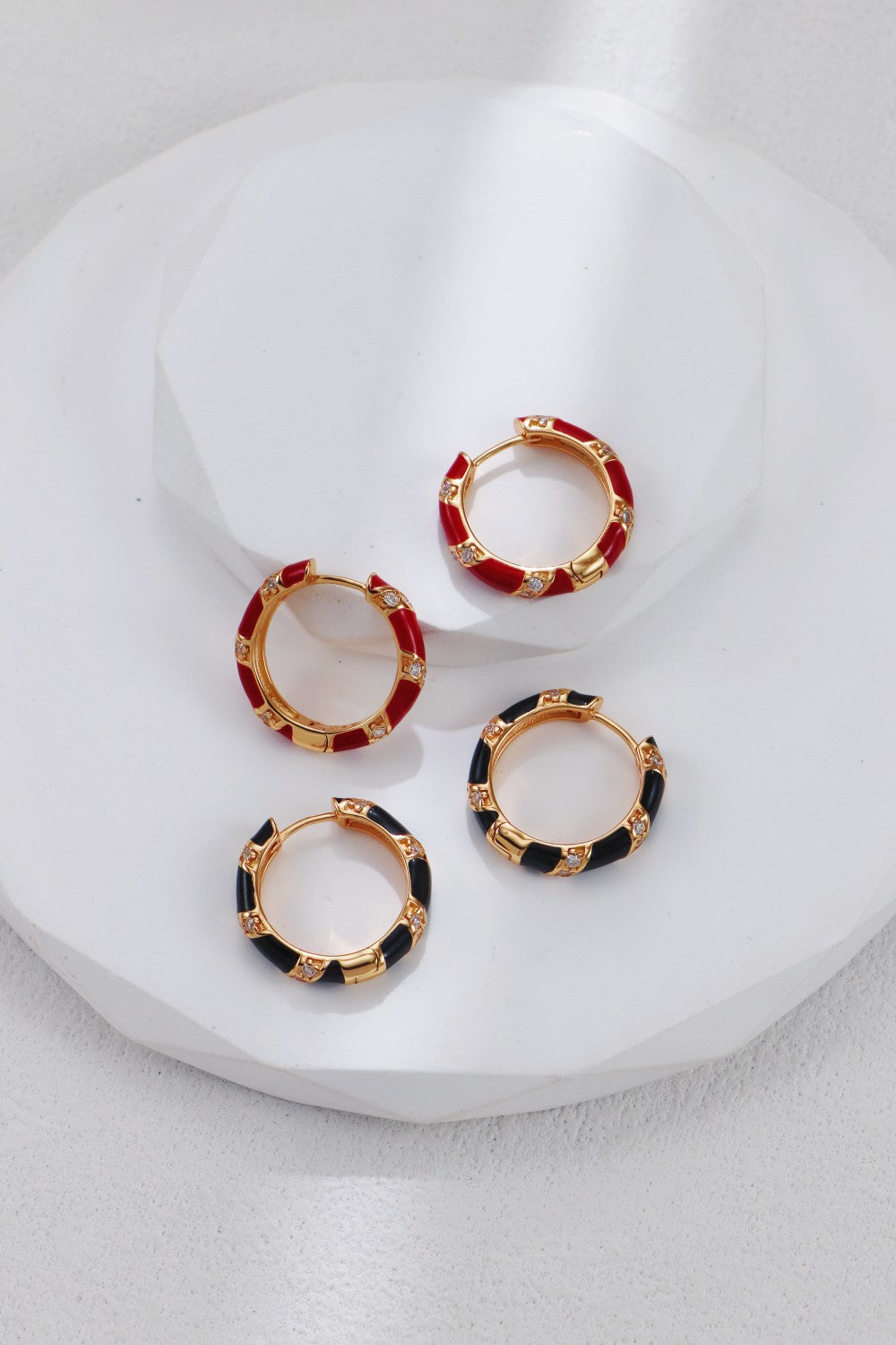 Glazed Drop-inlaid Zircon Earrings