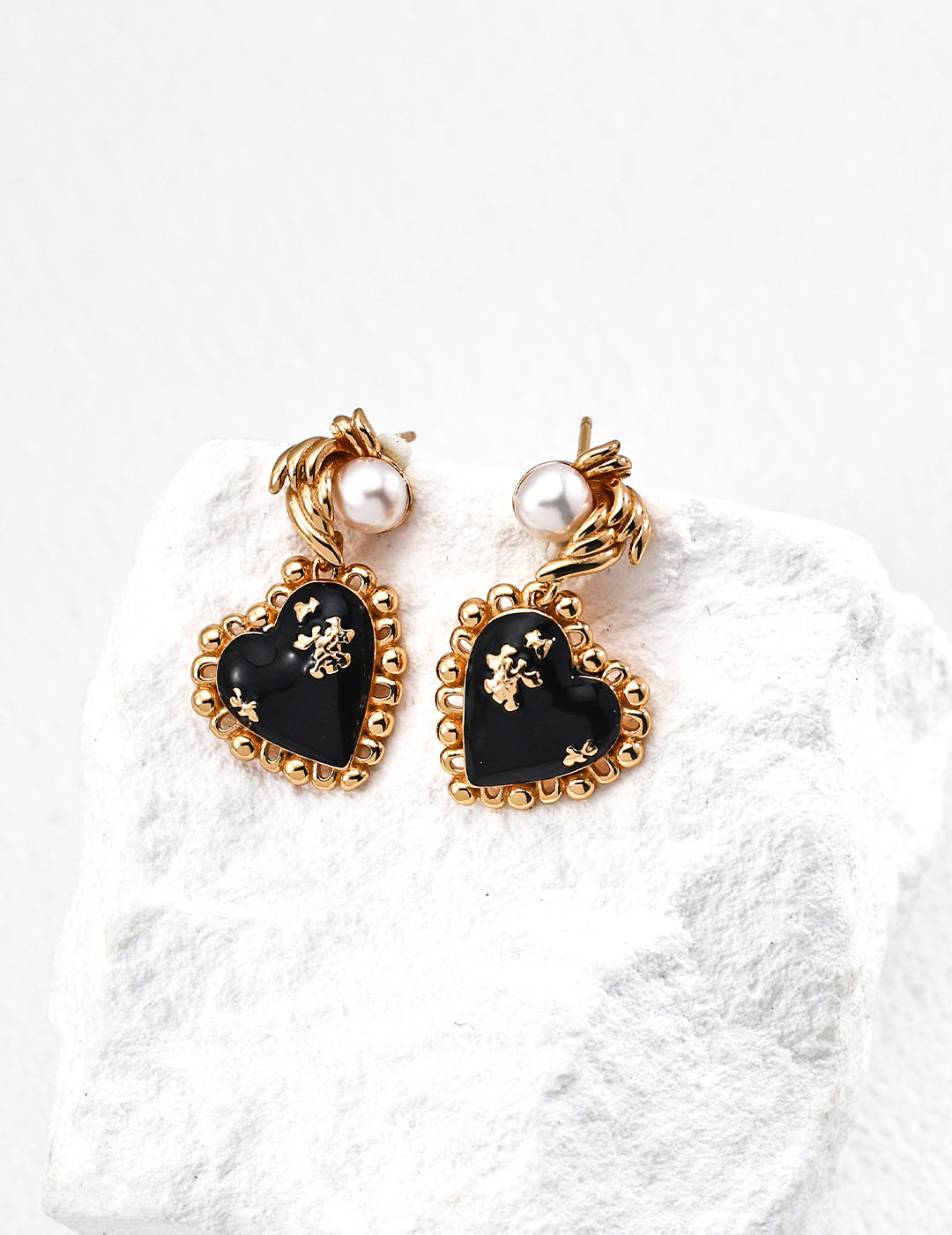 Black Onyx and Natural Pearl Earrings