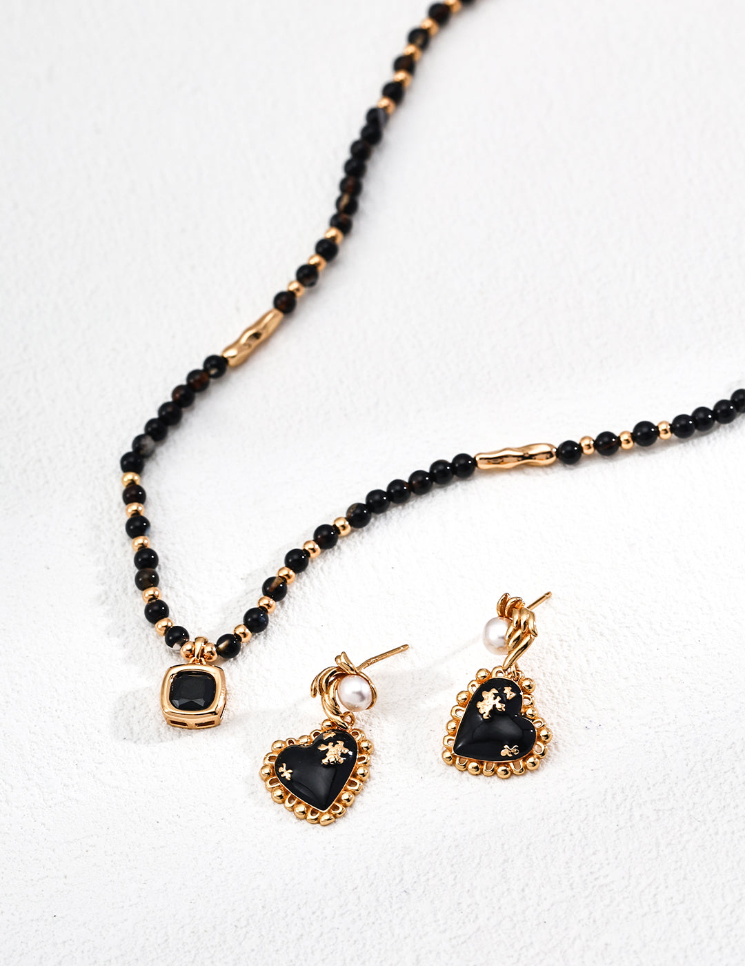 Black Onyx and Natural Pearl Earrings
