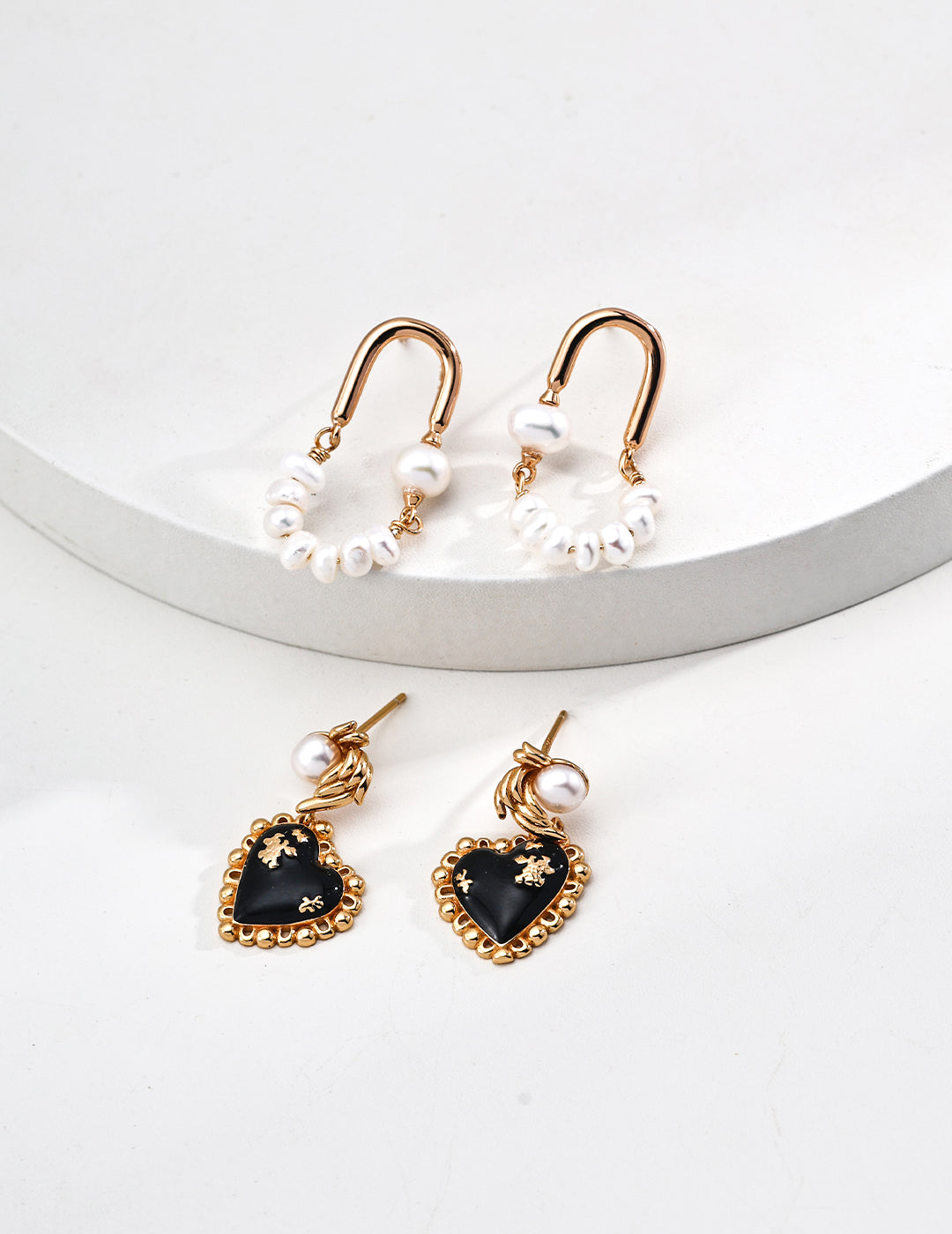 Black Onyx and Natural Pearl Earrings