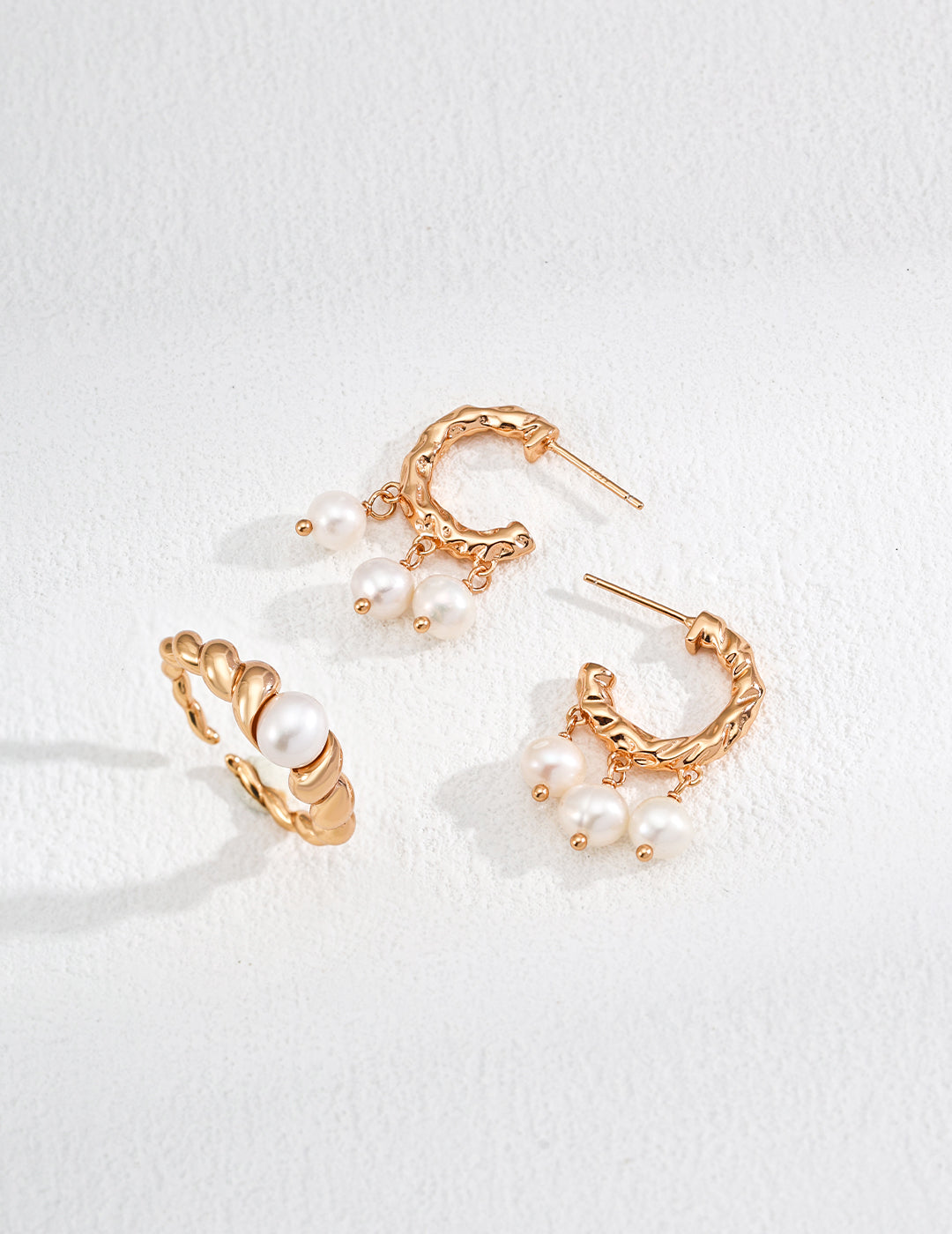 Braided Design Natural Pearl Ring