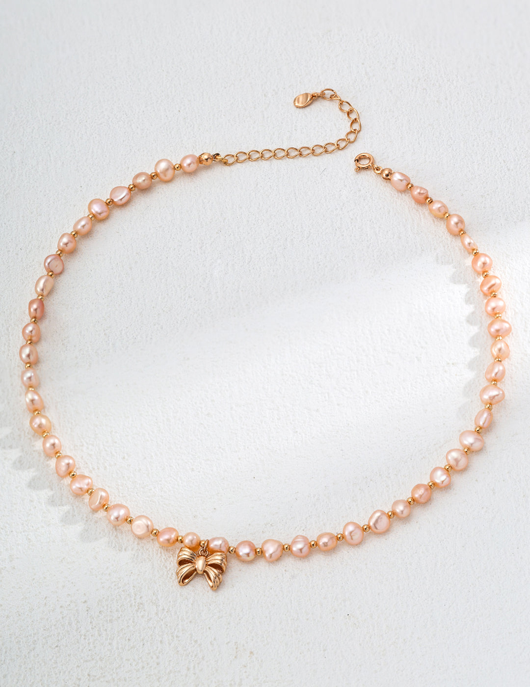 Champagne Gold Pearl Bow Necklace