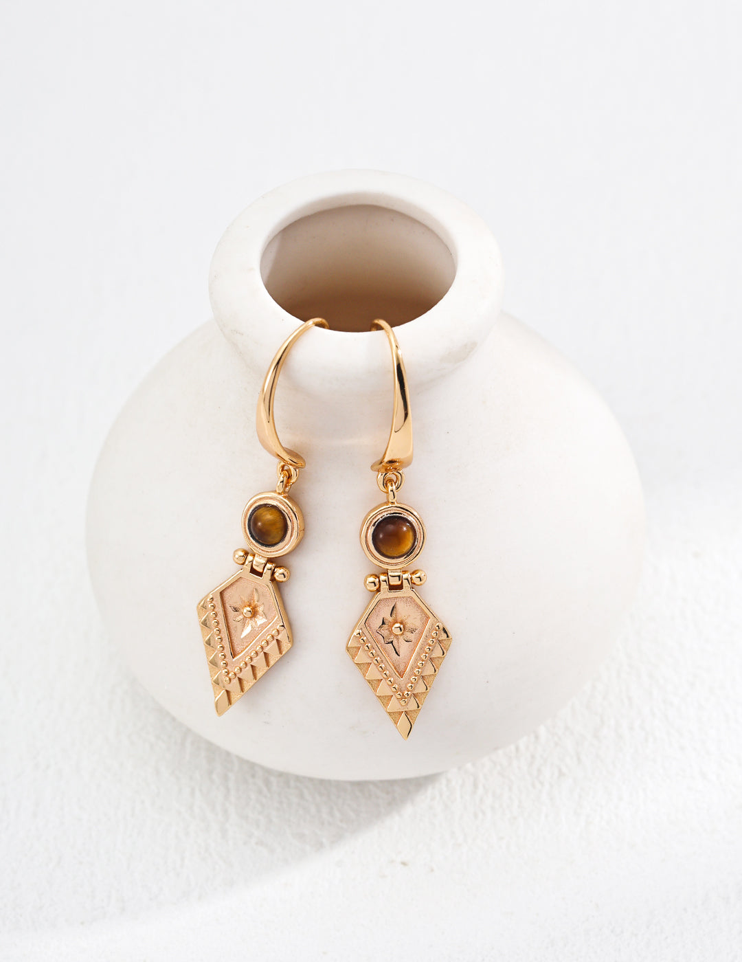 Geometric Vintage Tiger's Eye Earrings