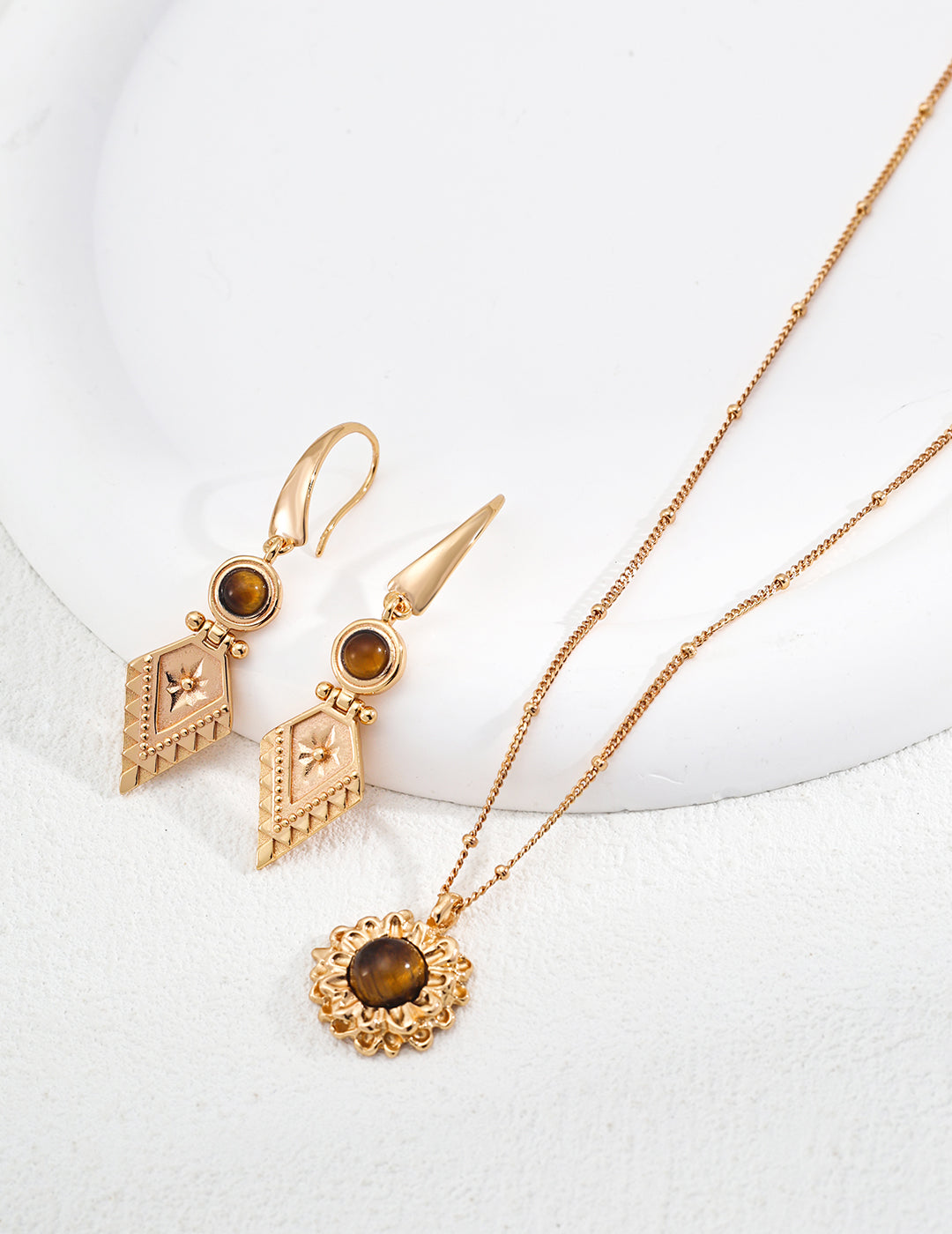 Geometric Vintage Tiger's Eye Earrings