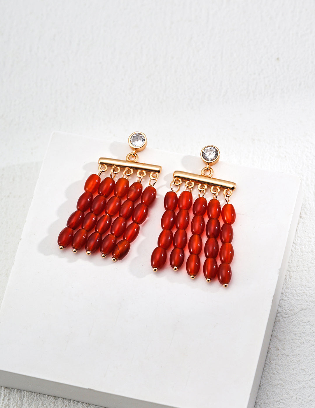 Simple Red Agate Earrings