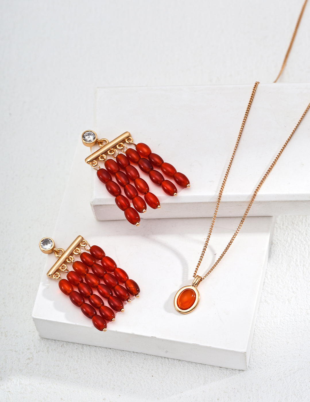 Simple Red Agate Earrings