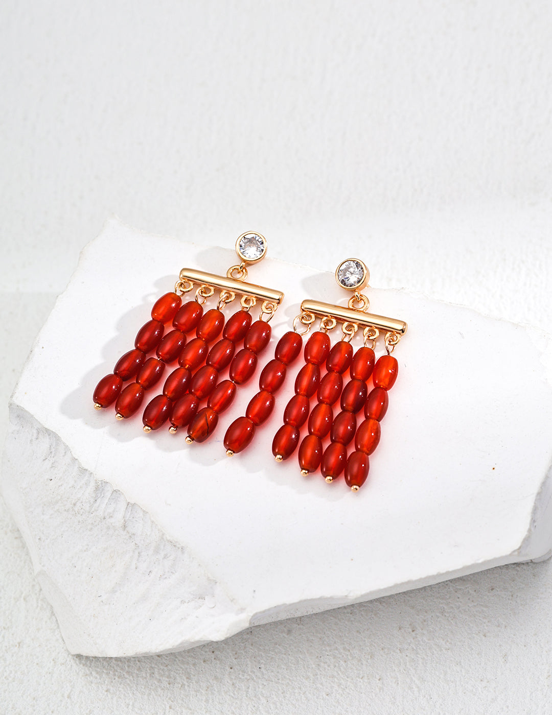 Simple Red Agate Earrings