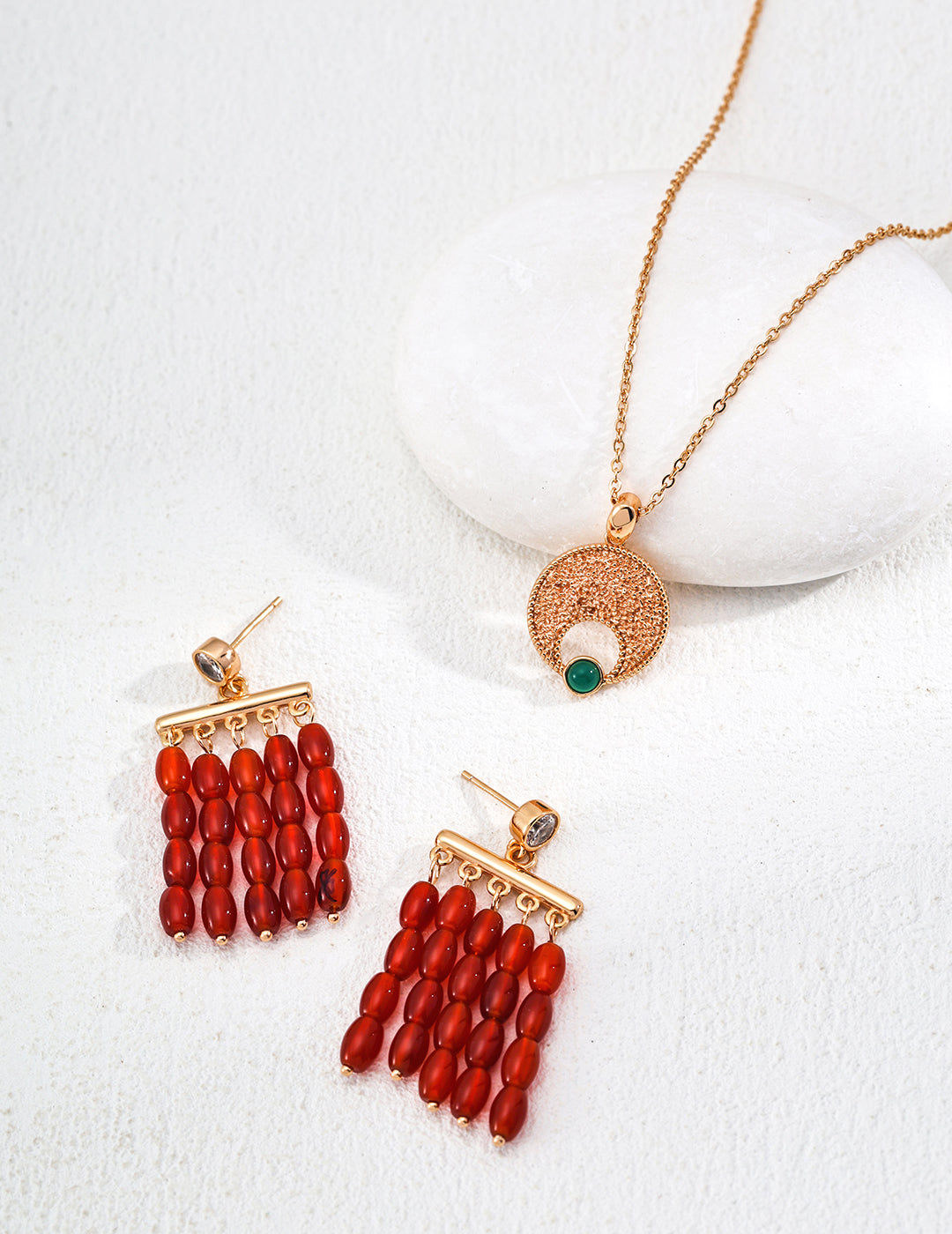 Simple Red Agate Earrings