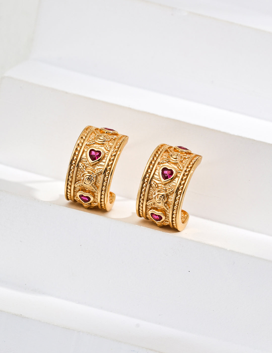 Vintage Heart-Shaped Zircon Earrings