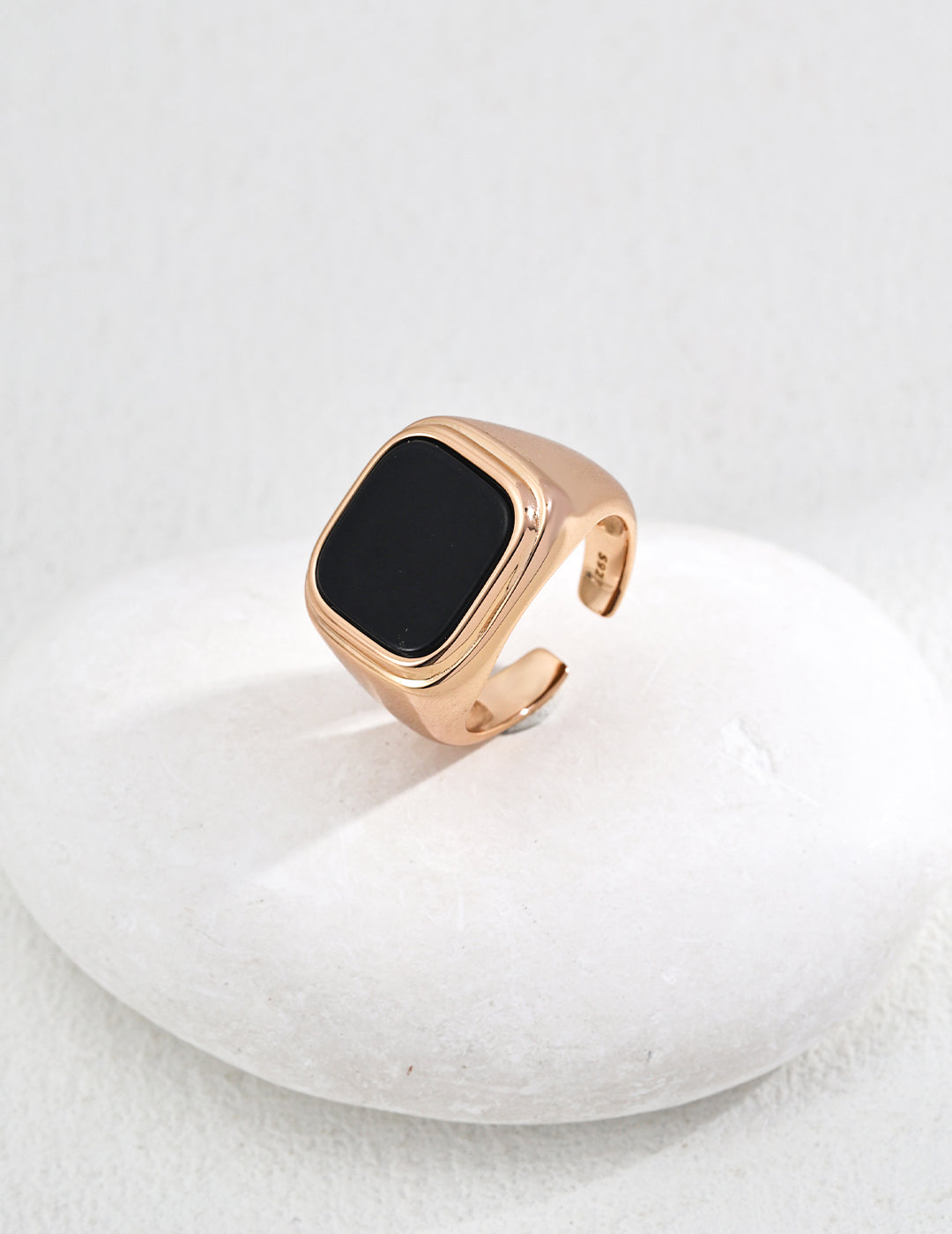 Simple Square Black Onyx Ring