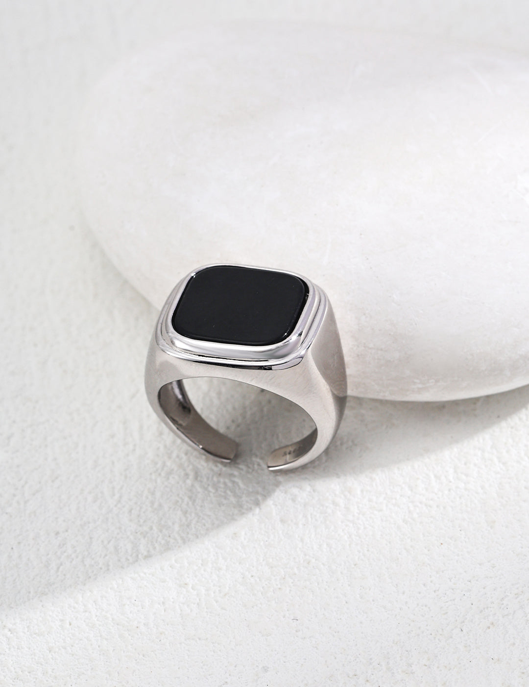 Simple Square Black Onyx Ring
